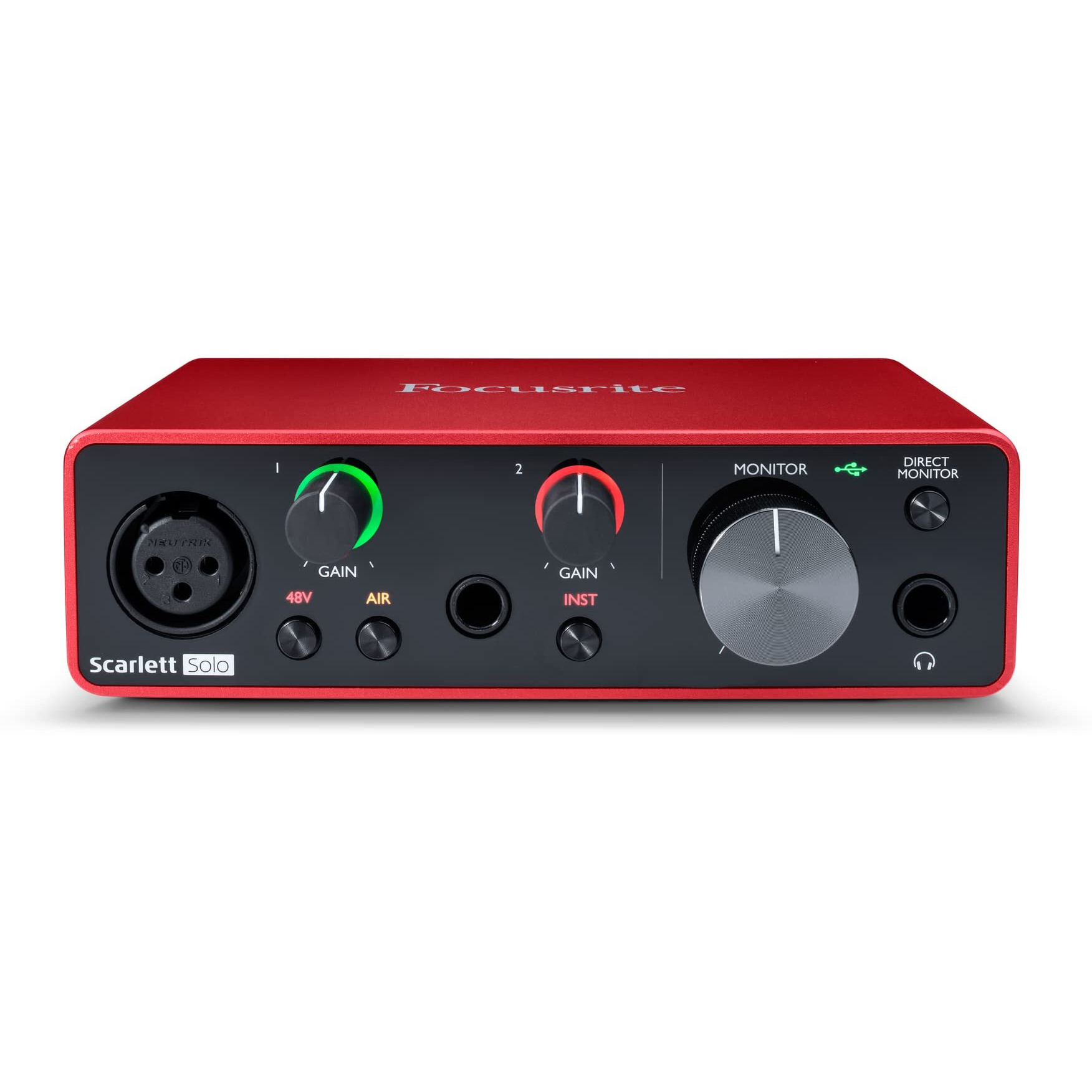 Focusrite Scarlett Solo 3Rd Gen Usb Audio Interface For Guitarists, Vocalists, Podcasters Or Producers To Record And Playback Studio Quality Sound