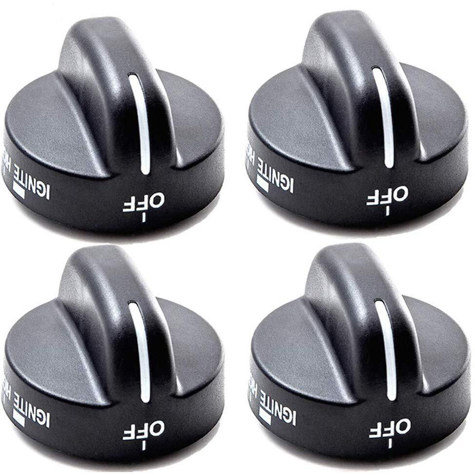 (4 Pack) Reyhoar Range Burner Knob Black Replacement Part 8273103 Compatible With Whirlpool & Sears Stove- Replaces Ap3085376, Ps393678