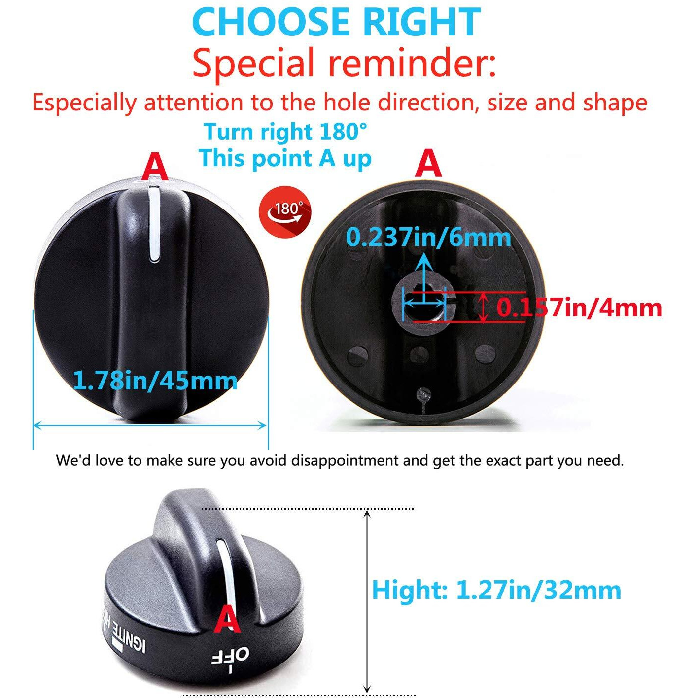 (4 Pack) Reyhoar Range Burner Knob Black Replacement Part 8273103 Compatible With Whirlpool & Sears Stove- Replaces Ap3085376, Ps393678