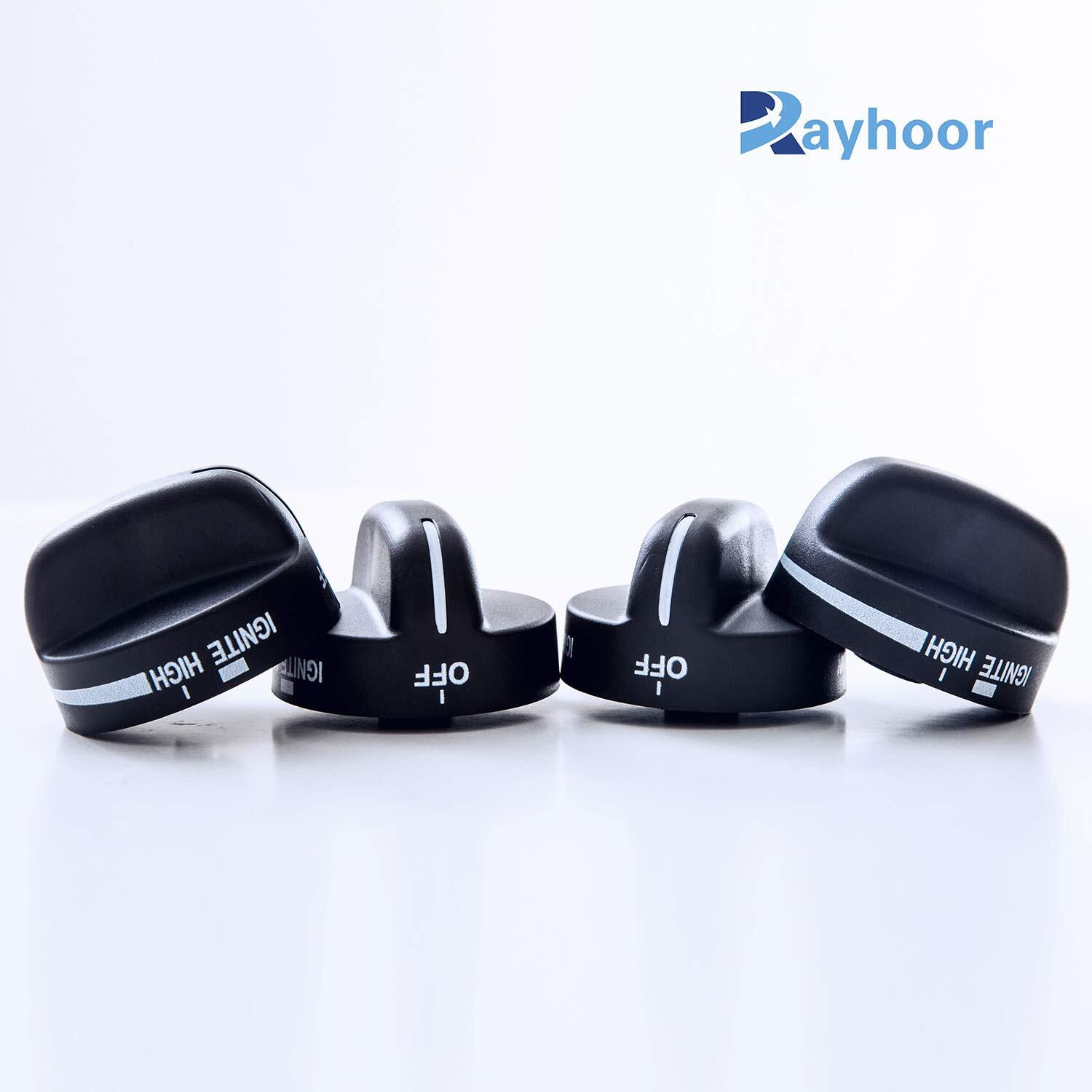 (4 Pack) Reyhoar Range Burner Knob Black Replacement Part 8273103 Compatible With Whirlpool & Sears Stove- Replaces Ap3085376, Ps393678