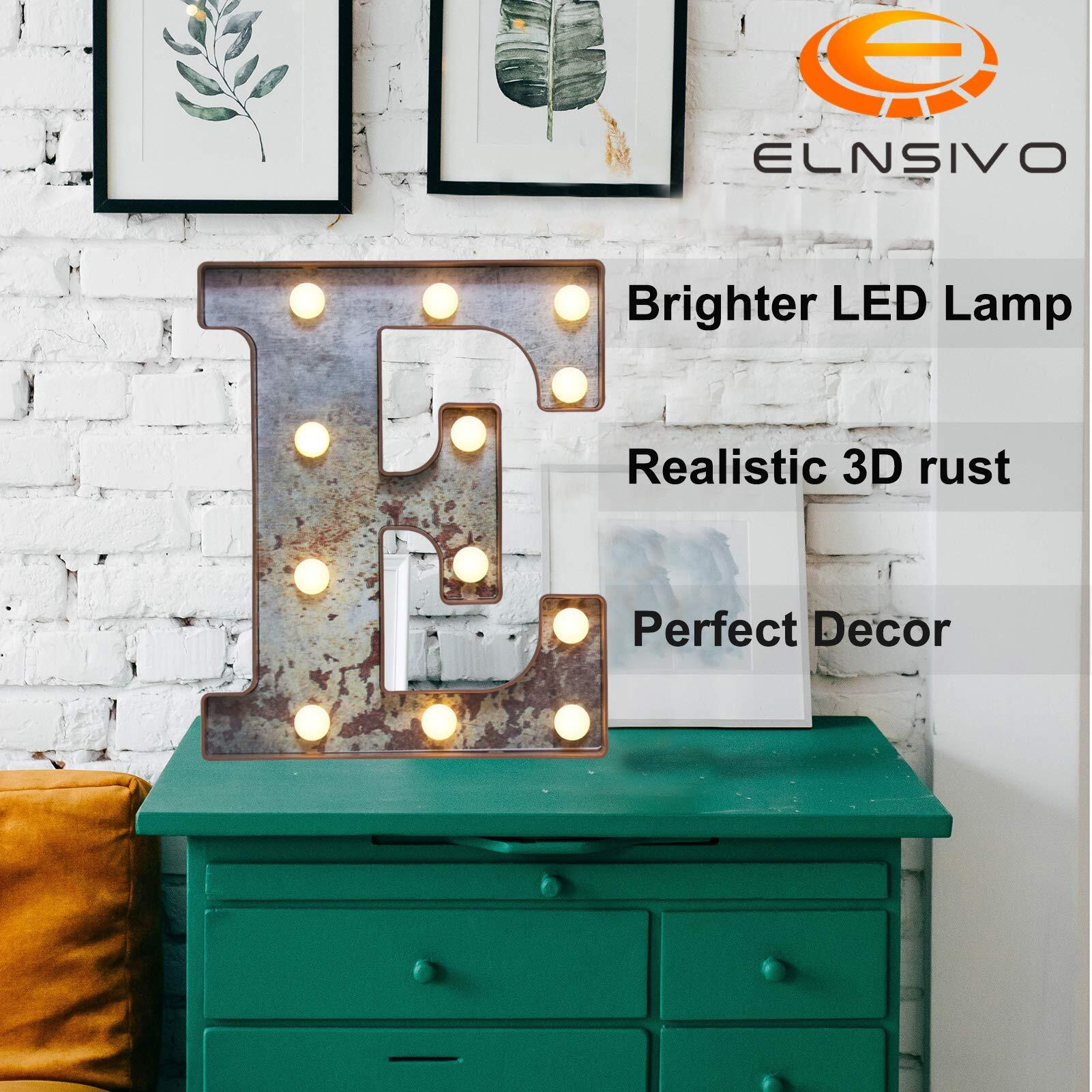 Led Marquee Light Up Letters Industrial Vintage Style Lighted Letters Rust Metal Effect Marquee Letter With Lights Illumination Letter Signs For Christmas Wedding Birthday Party Home Cafe Bar Decor-E