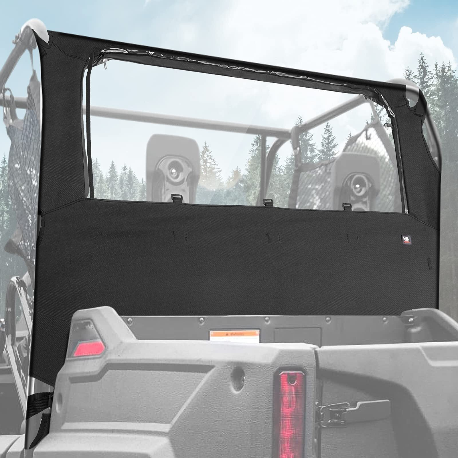 Kemimoto Utv Rear/Mid Panel With Open Window Compatible With Pioneer 700 And Pioneer 700 4P 2014-2024 Replace 0Sr95-Hl3-211A, Fabric Rear Panel Fit For Soft/Hard Roof