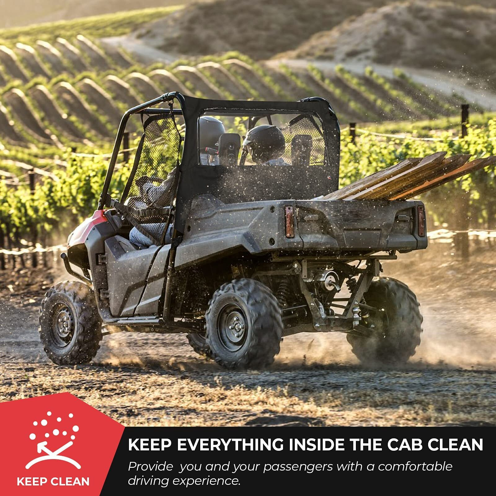 Kemimoto Utv Rear/Mid Panel With Open Window Compatible With Pioneer 700 And Pioneer 700 4P 2014-2024 Replace 0Sr95-Hl3-211A, Fabric Rear Panel Fit For Soft/Hard Roof