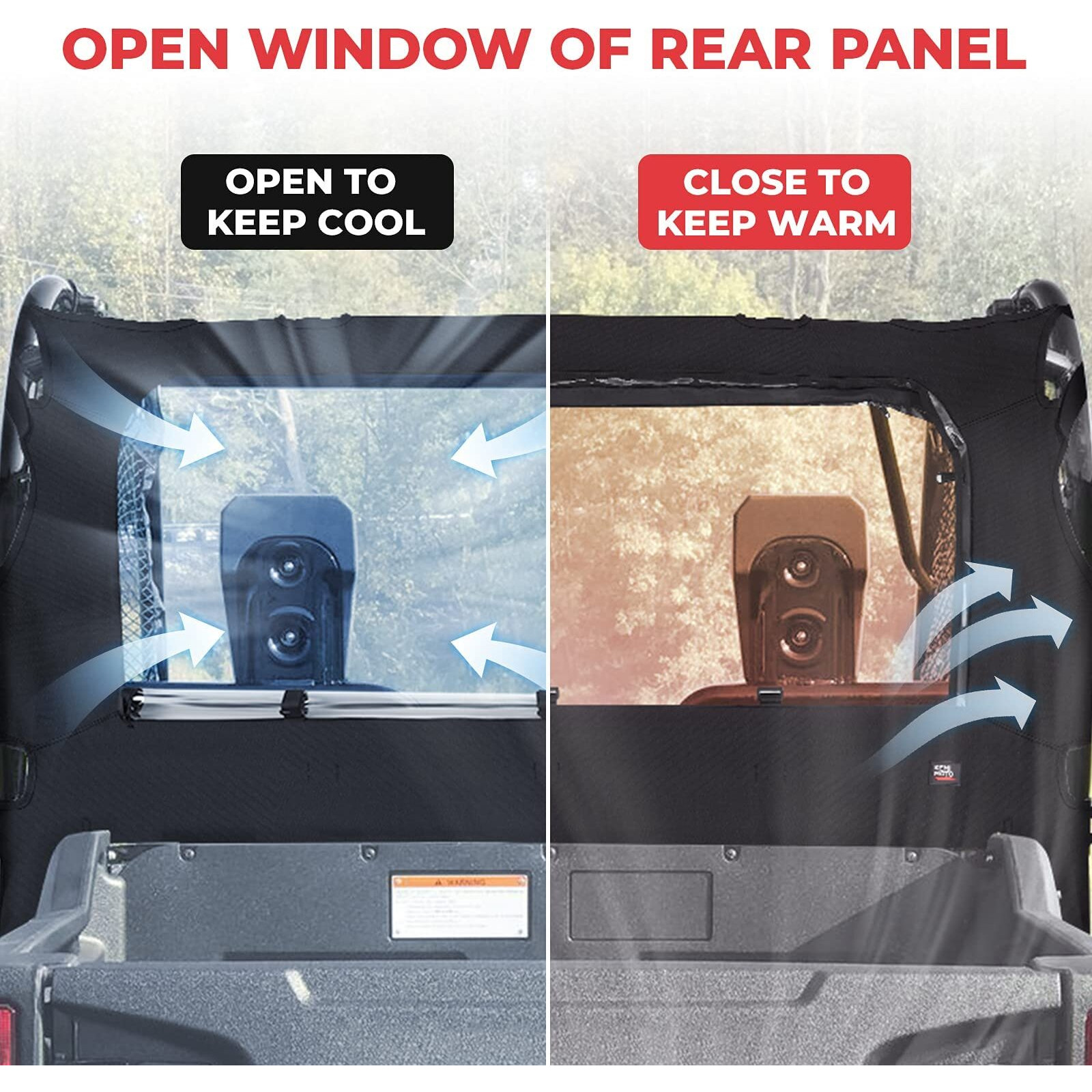 Kemimoto Utv Rear/Mid Panel With Open Window Compatible With Pioneer 700 And Pioneer 700 4P 2014-2024 Replace 0Sr95-Hl3-211A, Fabric Rear Panel Fit For Soft/Hard Roof