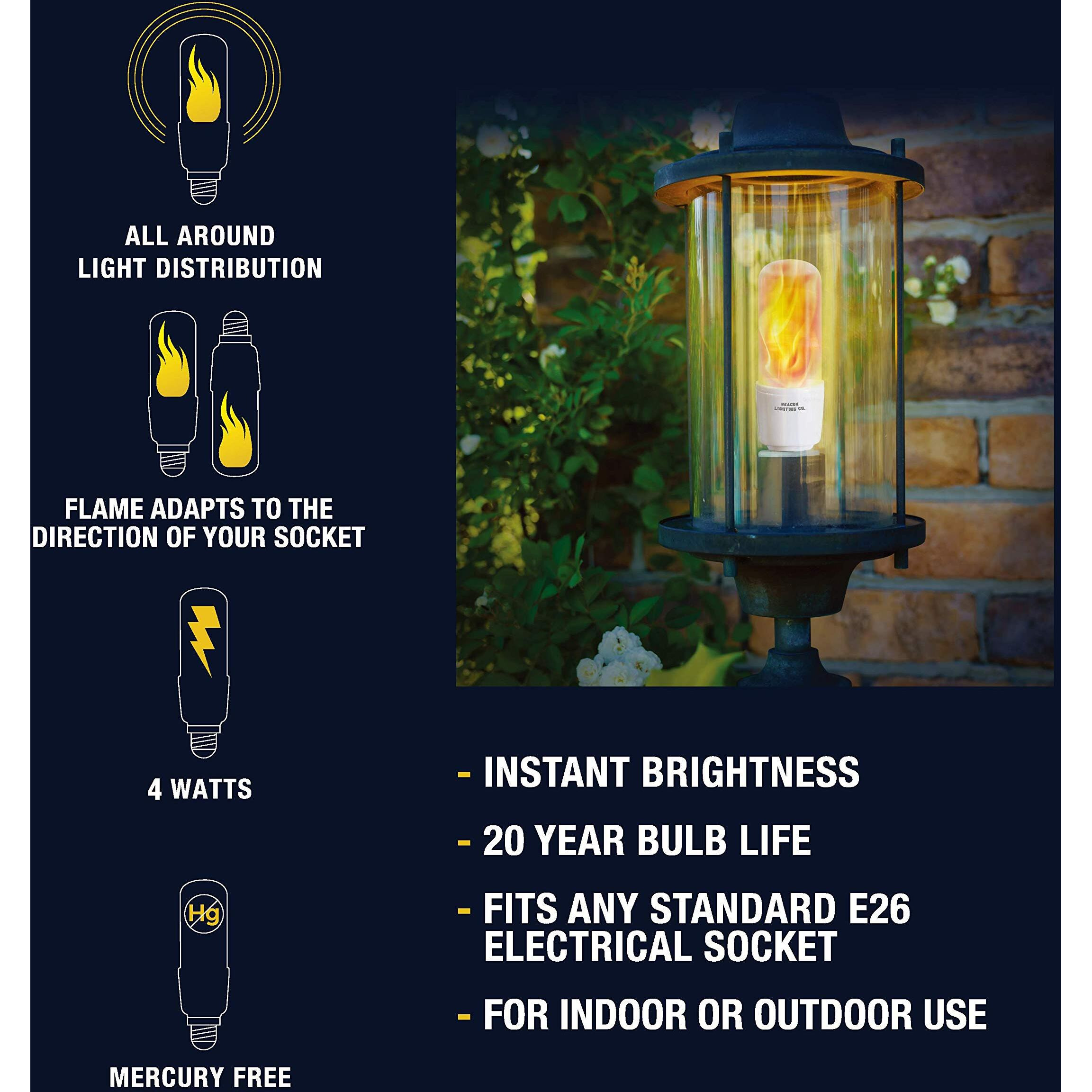 Flickering Led Flame Light Bulbs E26 Led Bulb With Gravity Sensor Flame Bulb For Home Hotel Bar Party Decoration - 4 Pack