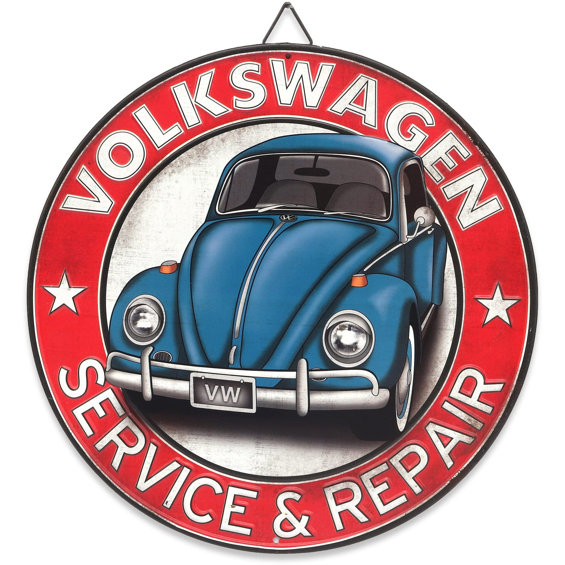 Volkswagen Metal Sign - Volkswagen Service And Repair Round Sign For Man Cave, Garage Or Shop