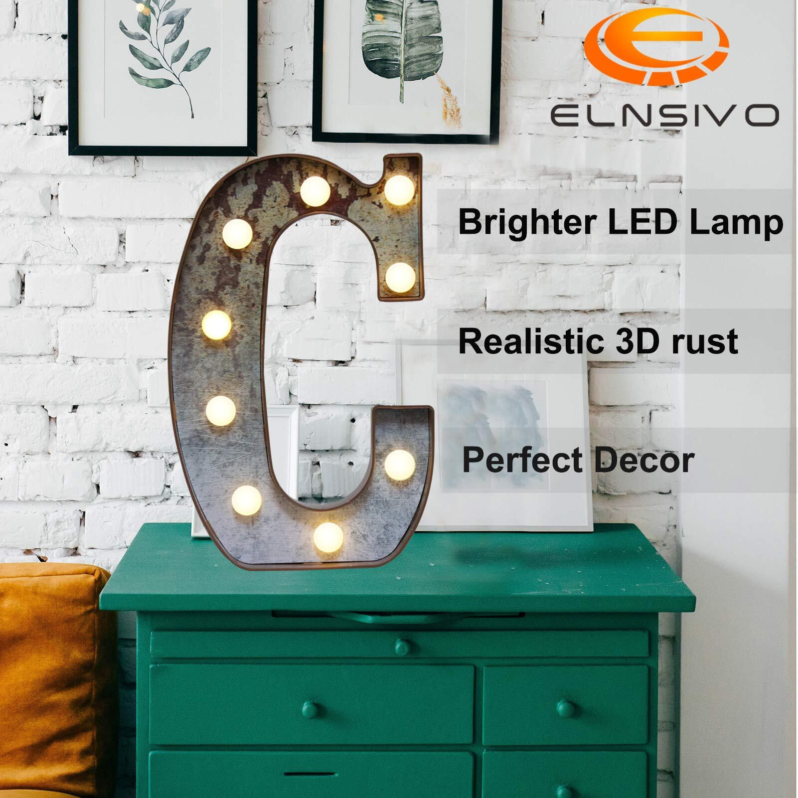 Led Marquee Light Up Letters Industrial Vintage Style Lighted Letters Rust Metal Effect Marquee Letter With Lights Illumination Letter Signs For Christmas Wedding Birthday Party Home Cafe Bar Decor-C