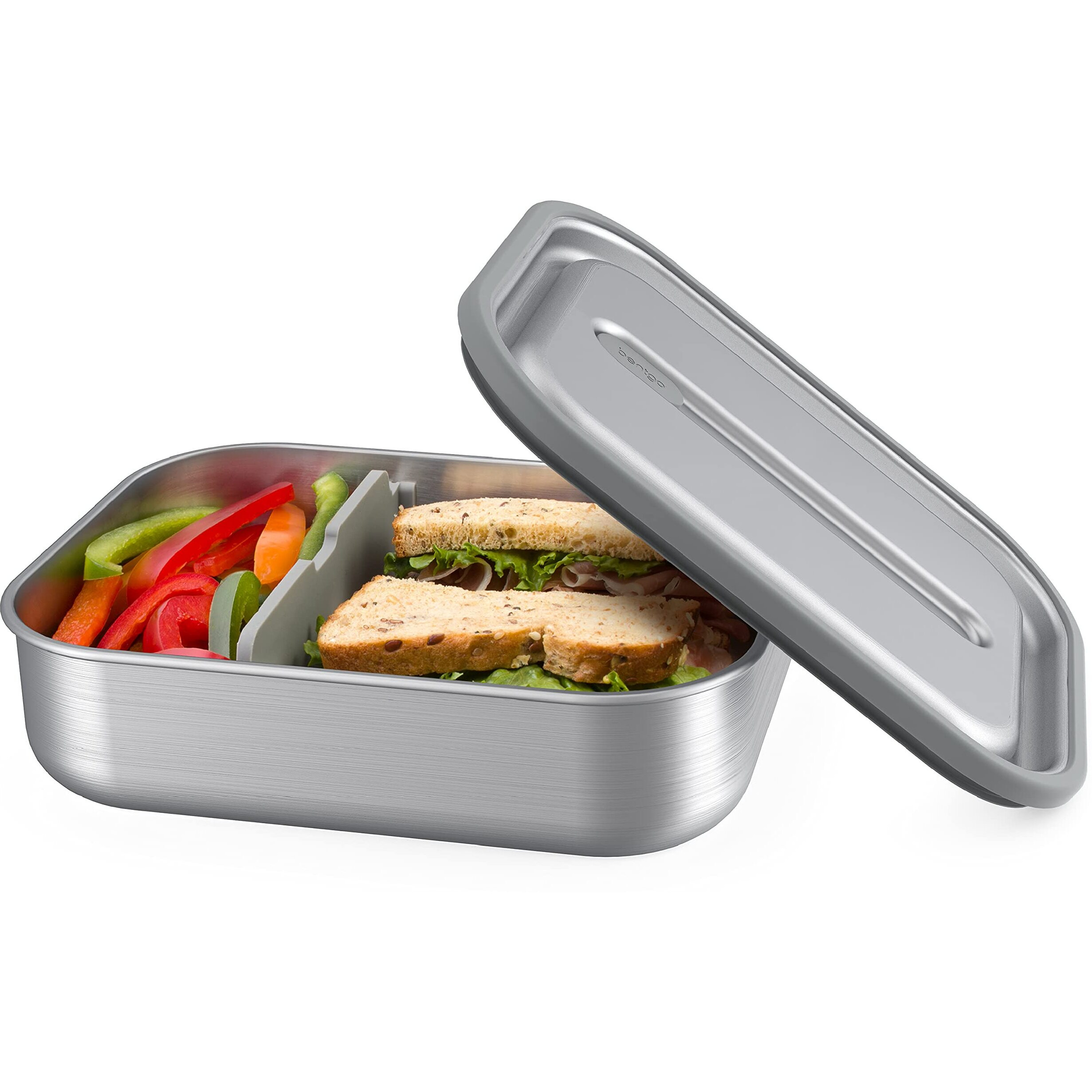 Bentgo Microsteel Leak-Proof Lunch Box - Microwave-Safe, Oven-Safe, Bento-Style Container With Removable Divider, Airtight Lid, Sustainable Design, Odor & Stain Resistant (Stainless Steel)