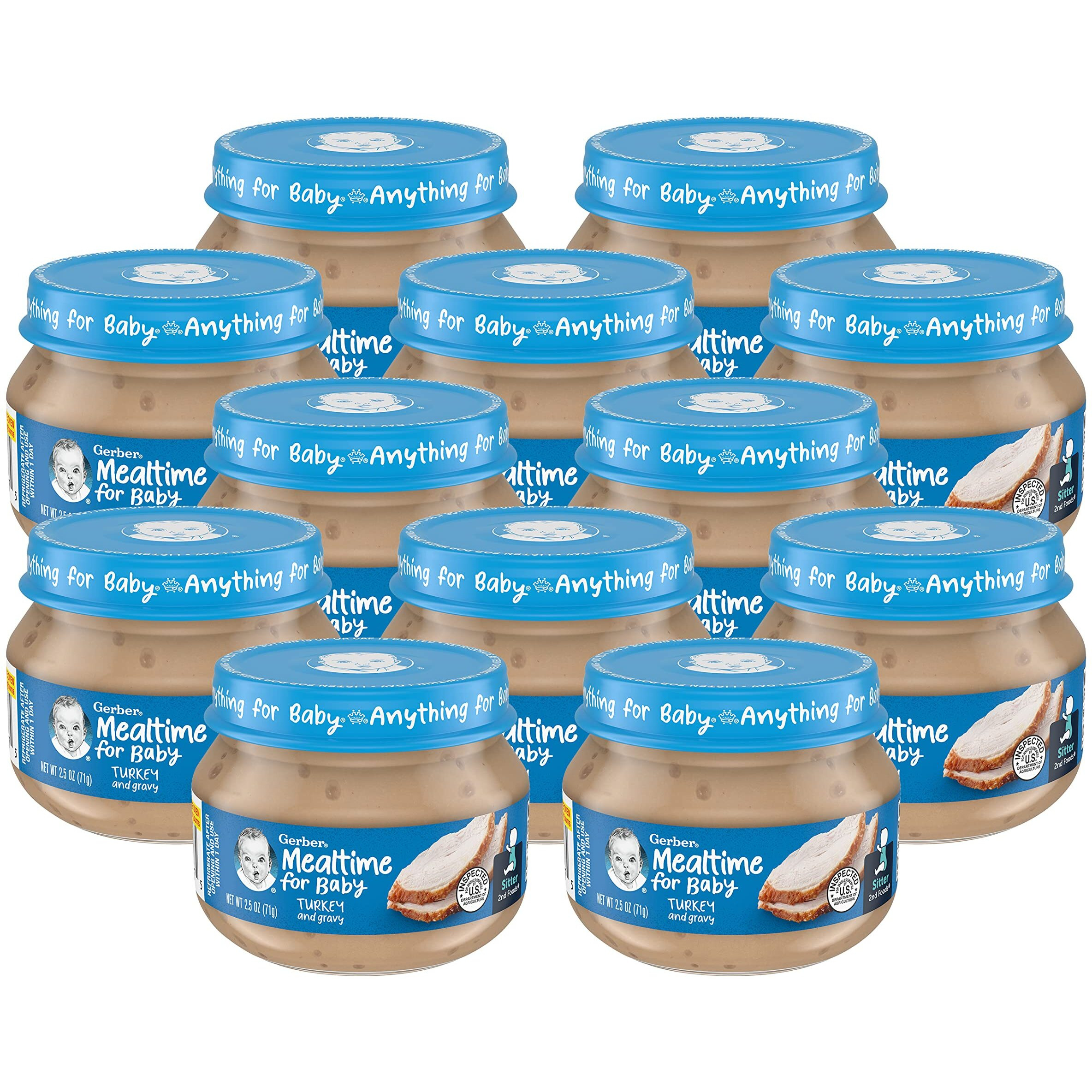 Gerber Mealtime For Baby 2Nd Foods Baby Food Jar, Non-Gmo Pureed Baby Food With Essential Nutrients (Turkey)