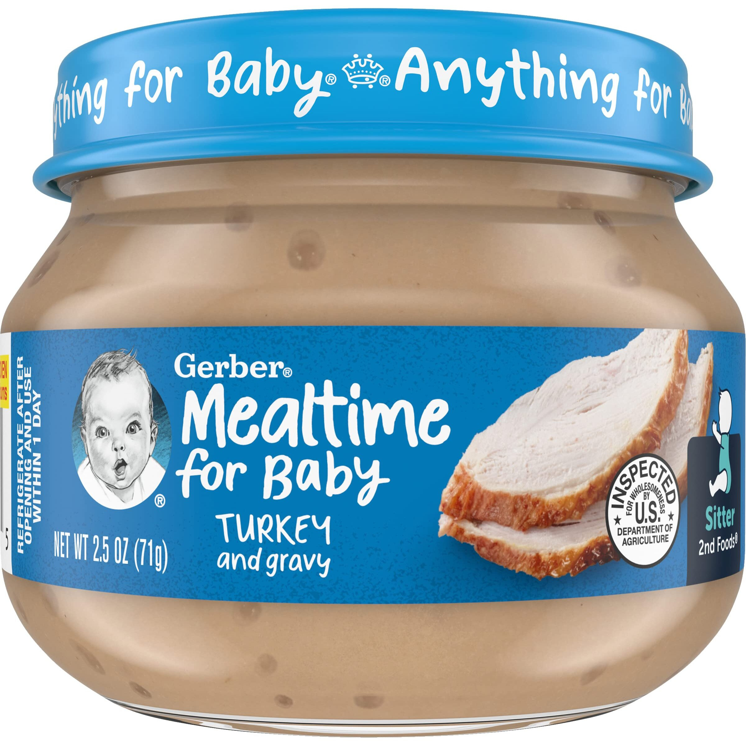 Gerber Mealtime For Baby 2Nd Foods Baby Food Jar, Non-Gmo Pureed Baby Food With Essential Nutrients (Turkey)