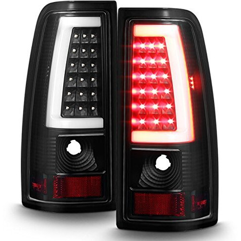 Akkon - For 99-06 Gmc Sierra / 99-02 Chevy Silverado Pick Up Truck Black Bezel Led Tube Tail Brake Lights Lamp