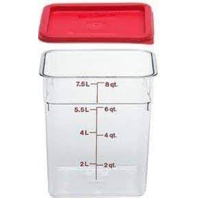 Cambro Camwear Polycarbonate Square Food Storage Container, 8 Quart With Lid