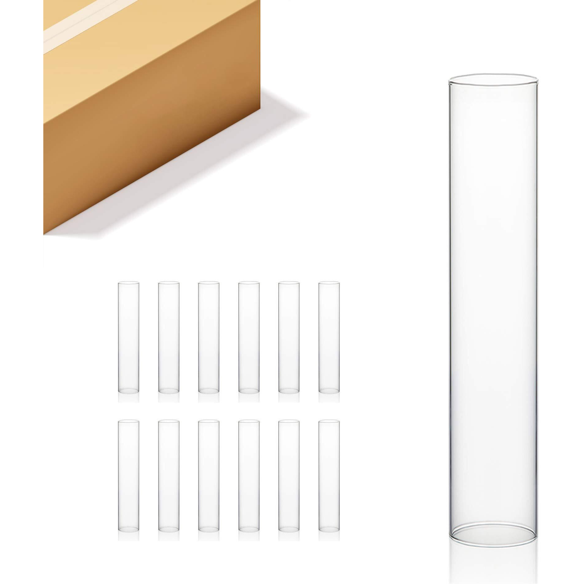 Wgvi Hurricane Candle Holder Sleeve, Wide 3", Height 16", Clear Glass Cylinder Candleholder, Chimney Tube, Open Ended Candle Shade, 12 Pieces Bulk