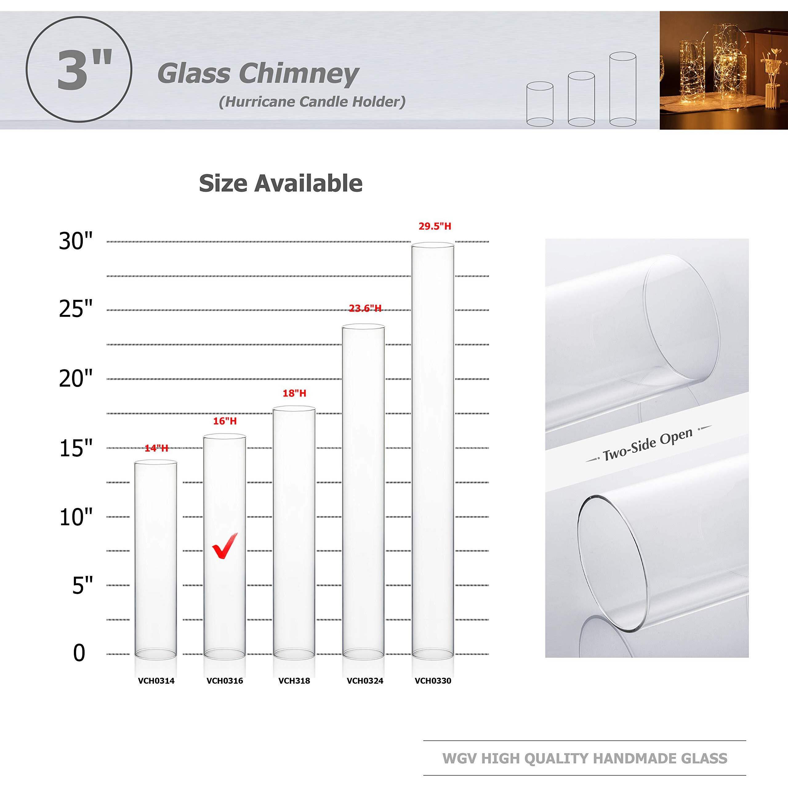 Wgvi Hurricane Candle Holder Sleeve, Wide 3", Height 16", Clear Glass Cylinder Candleholder, Chimney Tube, Open Ended Candle Shade, 12 Pieces Bulk