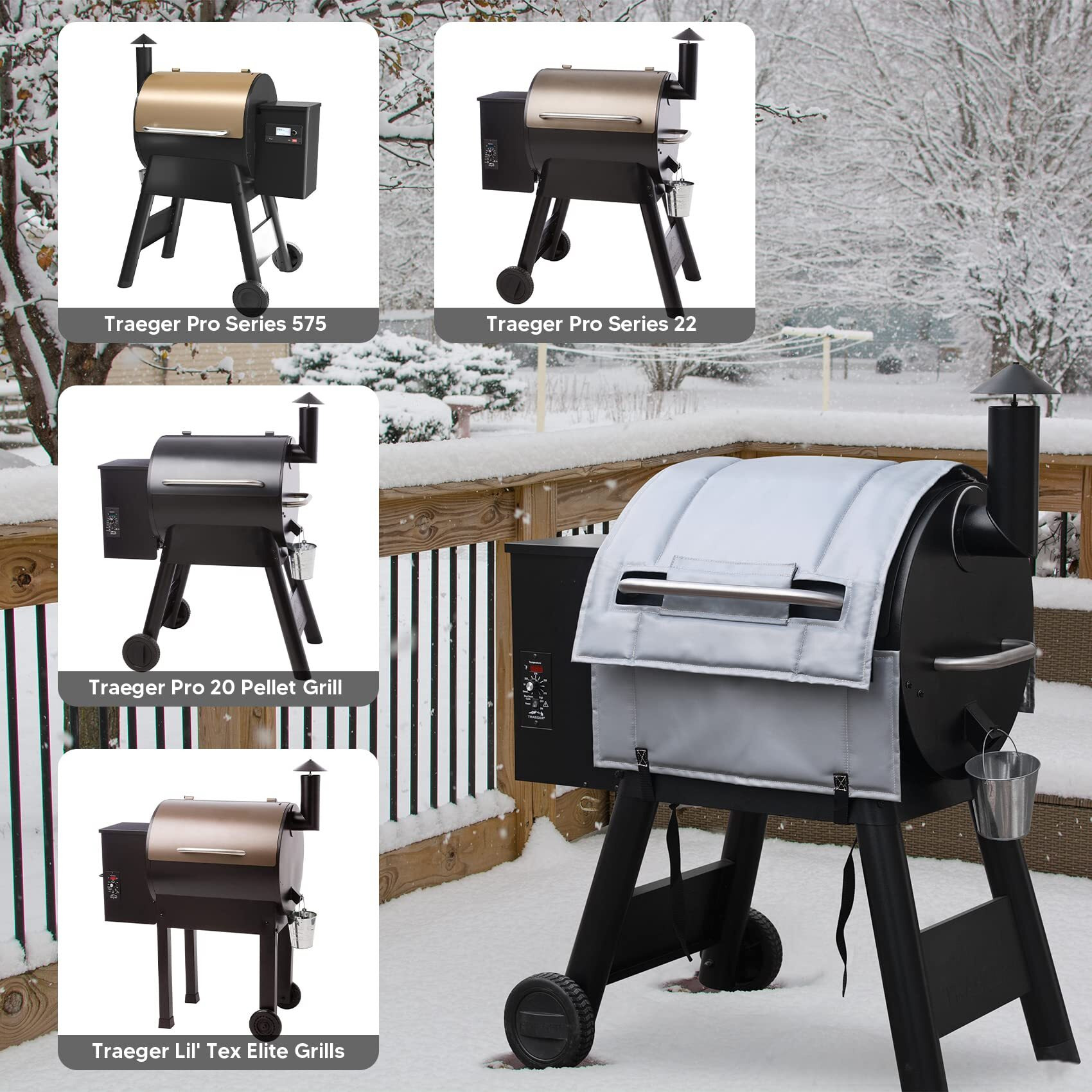 Stanbroil Insulation Blanket For Traeger Pro 575, Ironwood 650, 22 Series, Pro 20 And Lil' Tex Elite Grill, Durable Grill Blanket For Winter Smoking