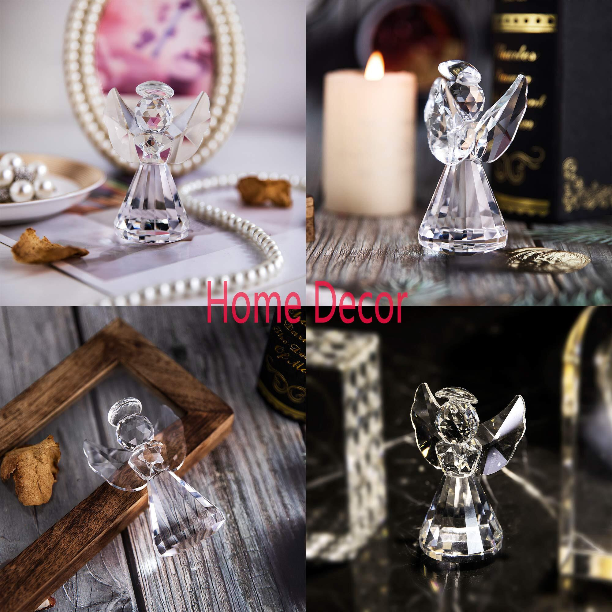 Hdcrystalgifts 3Inch Crystal Guardian Angel Figurine Paperweight Decor Glass Angel Statue Ornaments Art Collecible Gift For Women (Clear)
