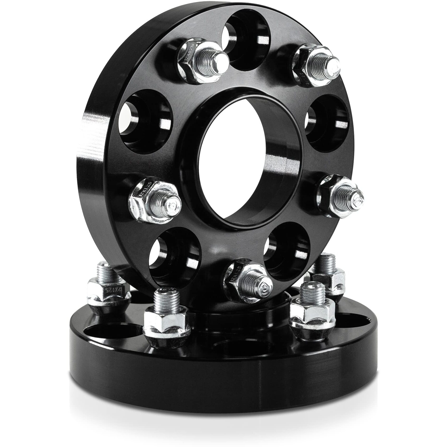 Customadeonly 5X114.3 Wheel Spacers For Rsx Rl Cl Tl Prelude Crv Mdx Pilot S2000 Nsx Accord Element Tsx, 1 Inch (25Mm) Thick Hubcentric 64.1Mm Bore M12X1.5 Studs (2Pcs Black) 5X4.5 Hub Centric Spacer
