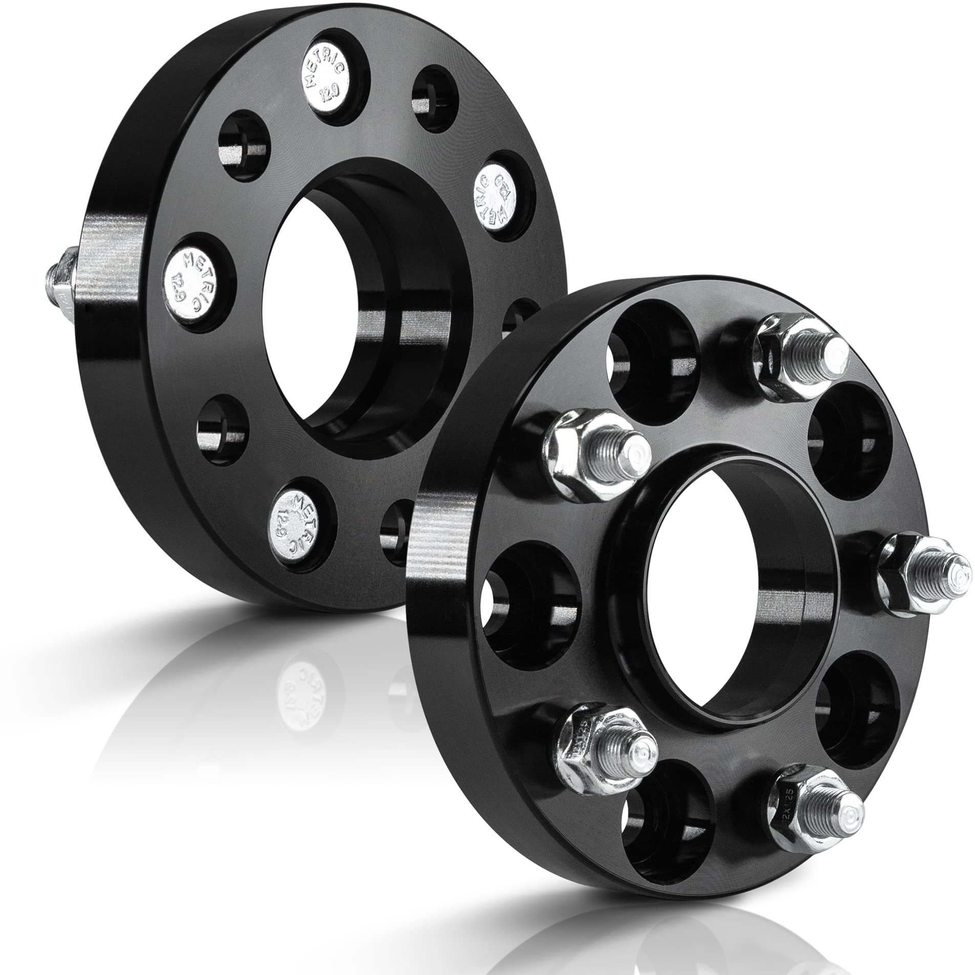 Customadeonly 5X114.3 Wheel Spacers For Rsx Rl Cl Tl Prelude Crv Mdx Pilot S2000 Nsx Accord Element Tsx, 1 Inch (25Mm) Thick Hubcentric 64.1Mm Bore M12X1.5 Studs (2Pcs Black) 5X4.5 Hub Centric Spacer