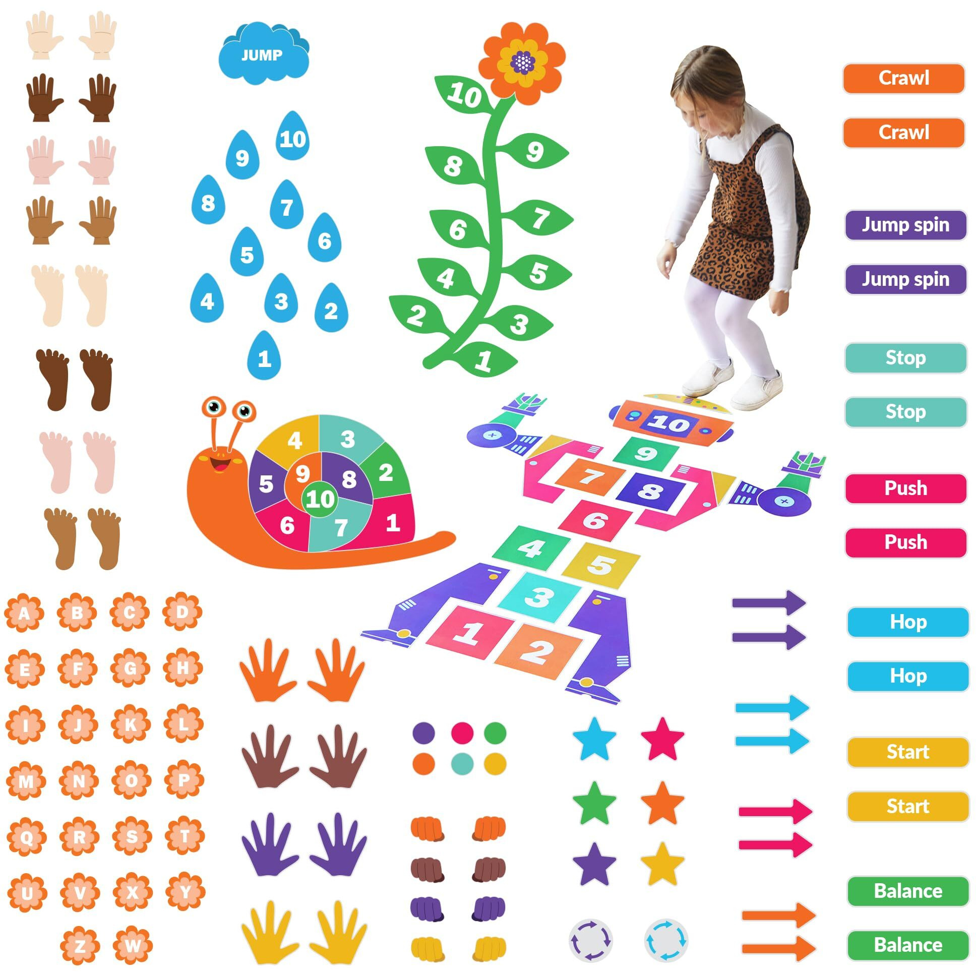 Sensory Path Decals For Floor & Wall | 173 Educational And Interactive Stickers For Kids | Sensory Walk Decals | Sensory Stimulation Decals | Floor Decals | Classroom Floor Stickers | Hallway Decals