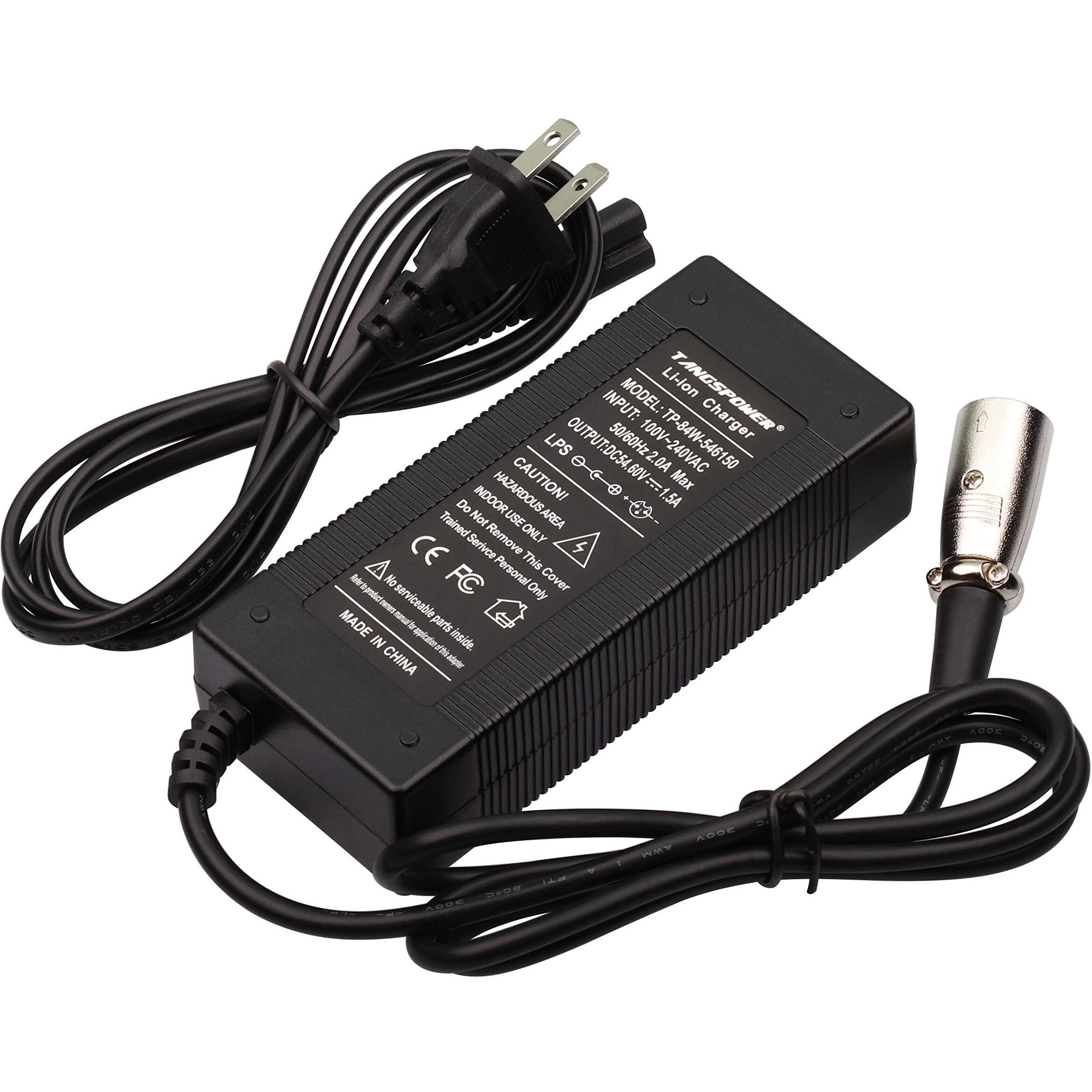 Tangspower 48V Charger Output 54.6V 1.5A Ebike Charger 48V 3-Pin Xlr Male Plug For 48Volt Electric Bike Charger 13S Lithium Battery Pack