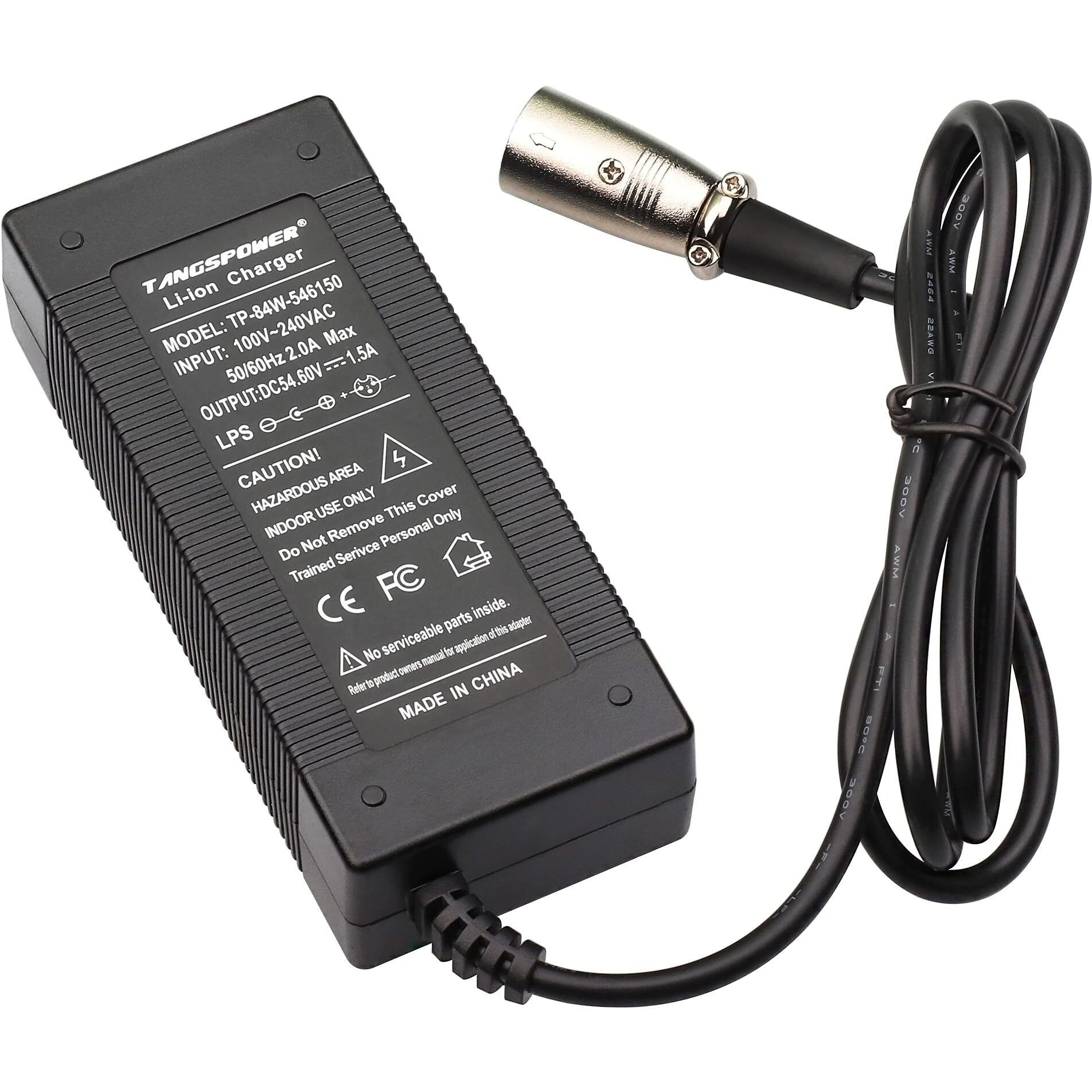 Tangspower 48V Charger Output 54.6V 1.5A Ebike Charger 48V 3-Pin Xlr Male Plug For 48Volt Electric Bike Charger 13S Lithium Battery Pack