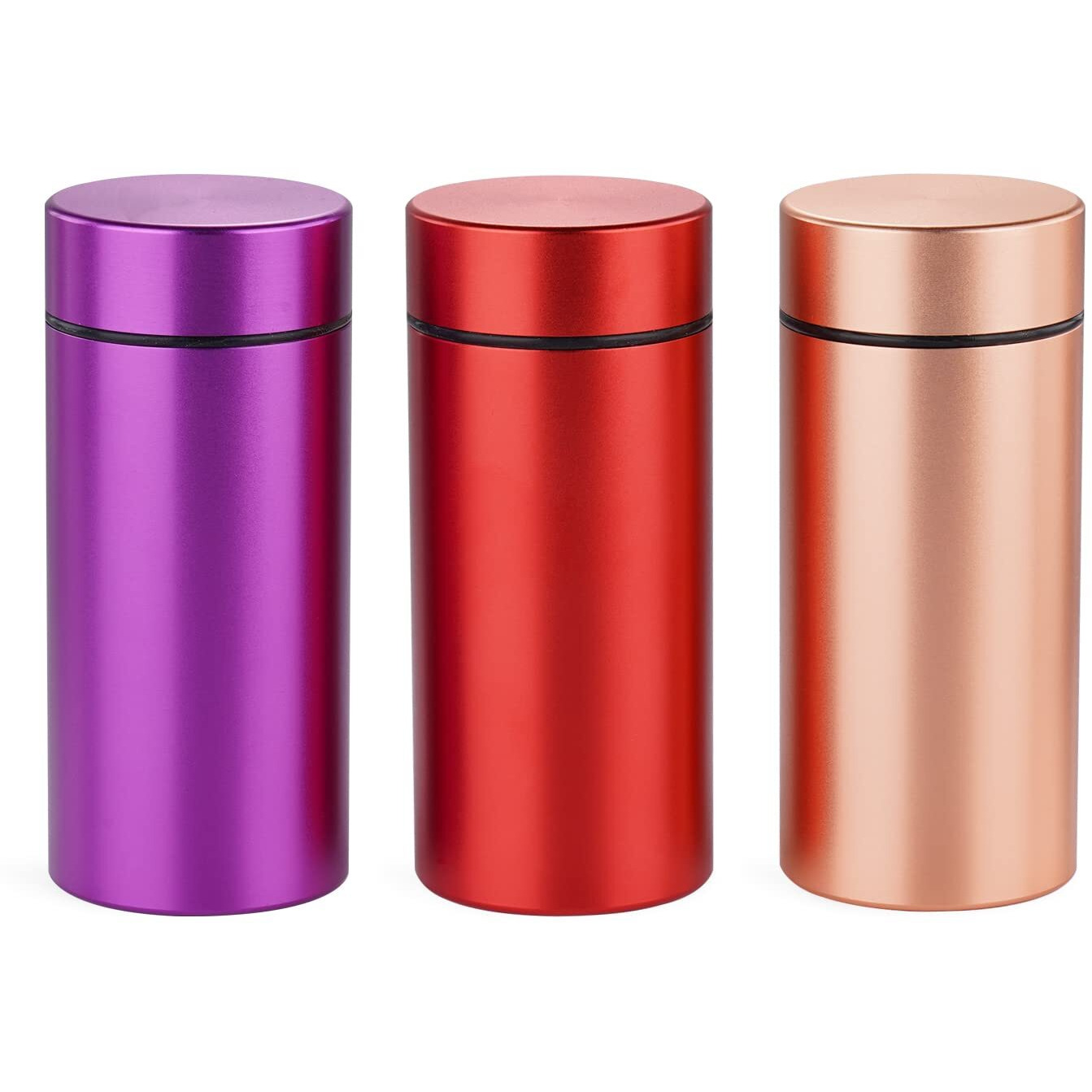 Ozchin Aluminum Storage Jar Portable Airtight Smell Proof Container Bottle Multipurpose Storage Container For Spices, Coffee & Teas 80Ml (Rose Gold&Purple&Red)