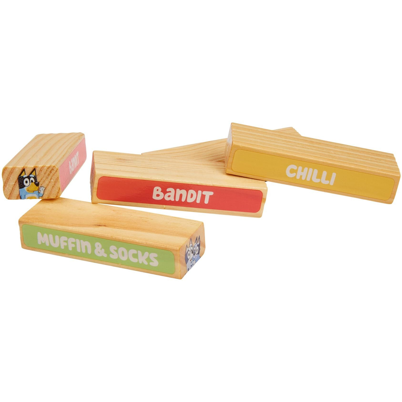 Bluey Tumbling Tower - 54 Colorful Wooden Blocks - Fun Family Game - Fsc Certified For Children 3 Years And Up