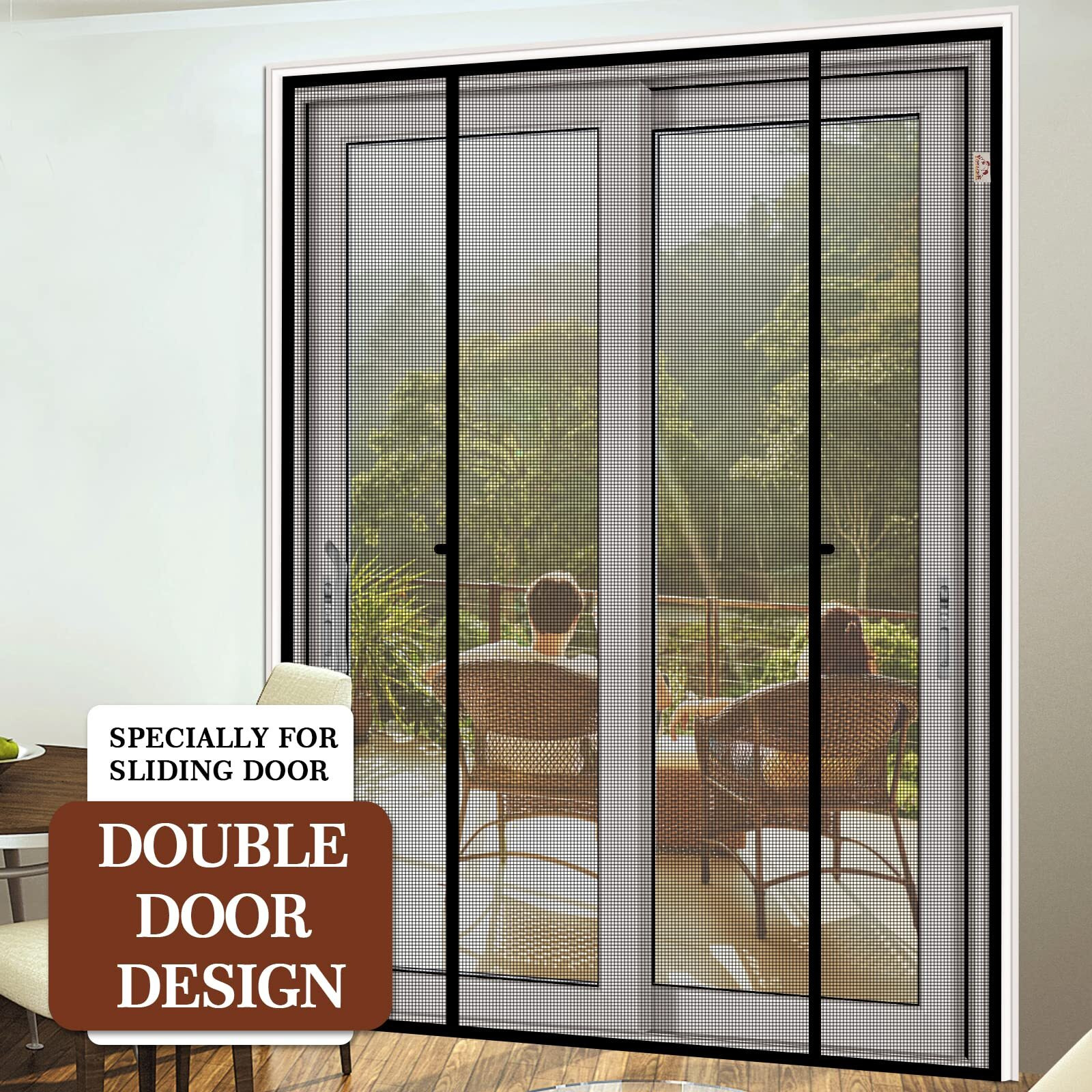 Yotache Magnetic Screen Door Fits Door Size 80 X 96, Screen Size 82" Wide X 97" Tall Double Door Screen Mesh For Balcony, French, Sliding Glass Door