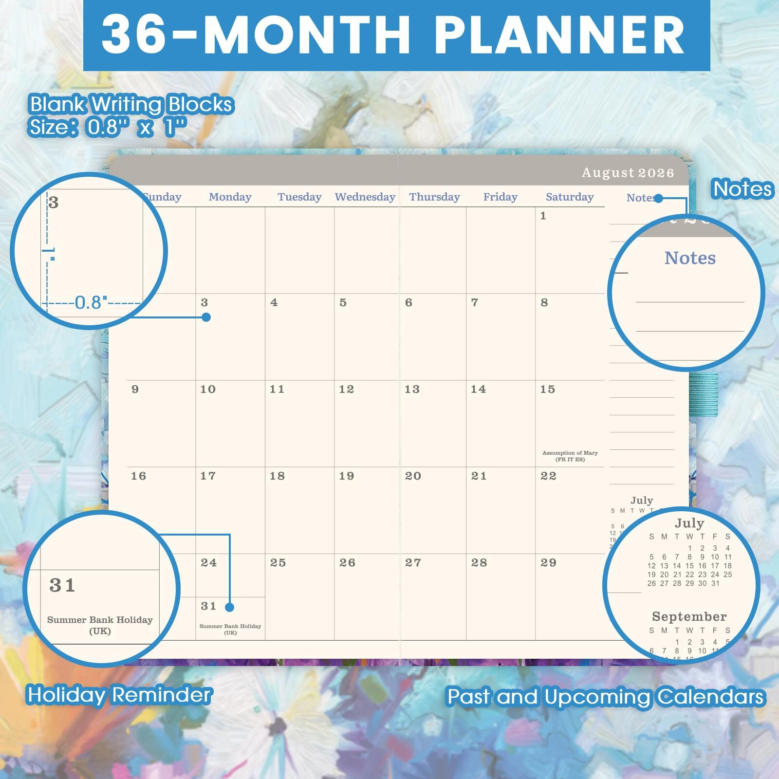 2024-2027 Pocket Planner/Calendar - 3 Year Monthly Planner 2024-2027, July 2024 - June 2027, 6.3" X 3.8", 60 Notes Pages, Inner Pocket, Pen Loop, Elastic Closure, Perfect Organizer For Purse