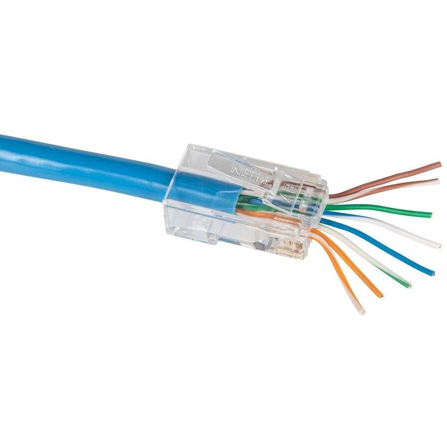 Klein Tools Vdv826-762 Pass-Thru Modular Data Plug, Rj45 Cat5E, Gold Plated, Pass Through Connectors 200-Pack