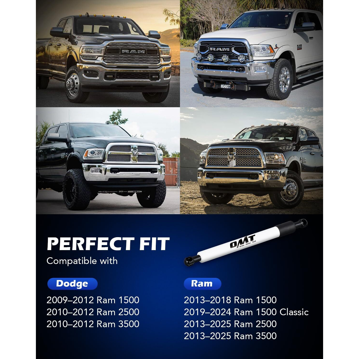 Orion Motor Tech Truck Tailgate Assist, Pickup Tailgate Lift Assist Kit, Pickup Tailgate Shock Compatible With 2009 2010 2011 2012 2013 2014 2015 2016 2017 2018 2019 2020 2021 2022 Ram 1500 2500 3500