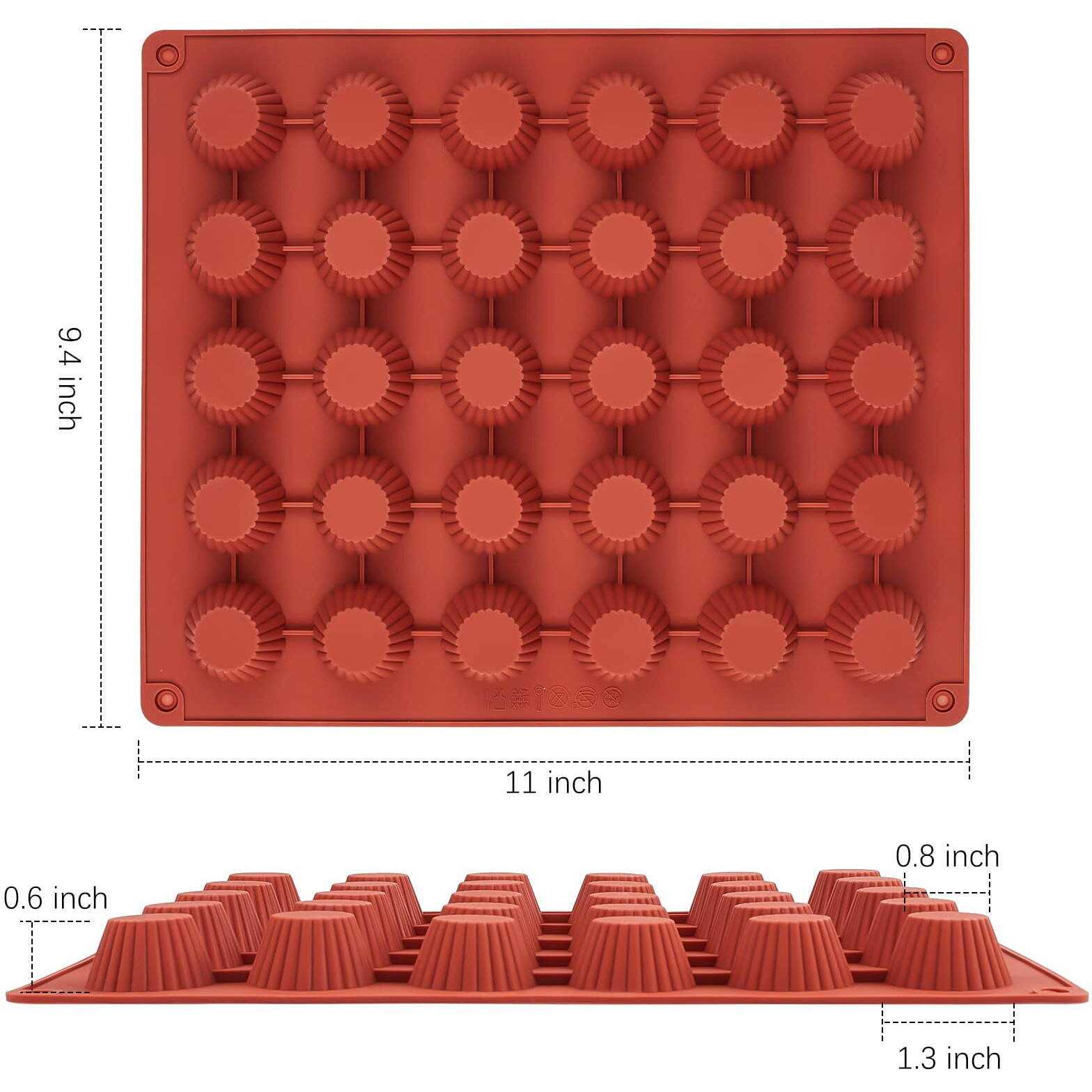 Joersh 30-Cup Chocolate Candy Mold/Bite Size Peanut Butter Cup Mold Silicone Molds For Chocolate, Jello, Keto Fat Bombs And Cordial