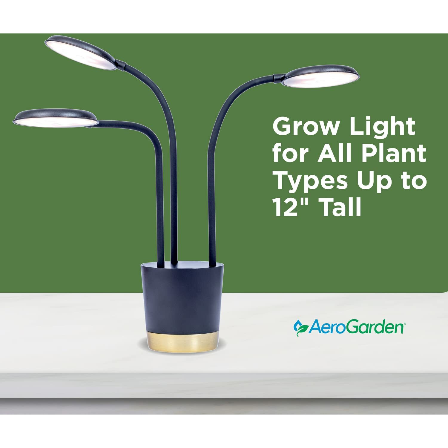 Aerogarden Trio Grow Light For Indoor Plants, Grow Live Plants Anywhere In The Home, Adjustable Light Modes, Black
