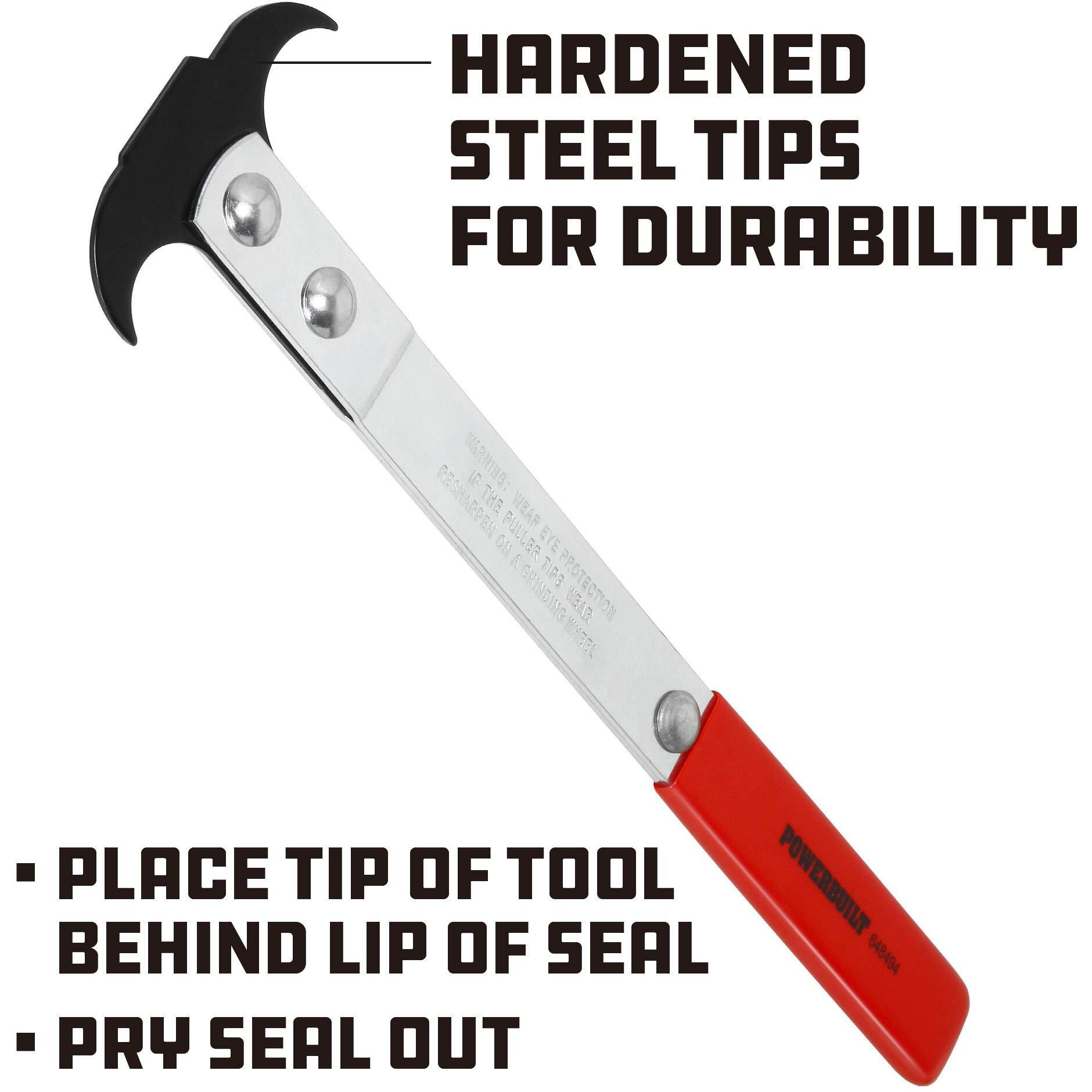 Powerbuilt Seal Puller, Heavy-Duty Tool For Seal Removal, Easy Grip, Automotive, Mechanical, And Diy Application - Red 648494