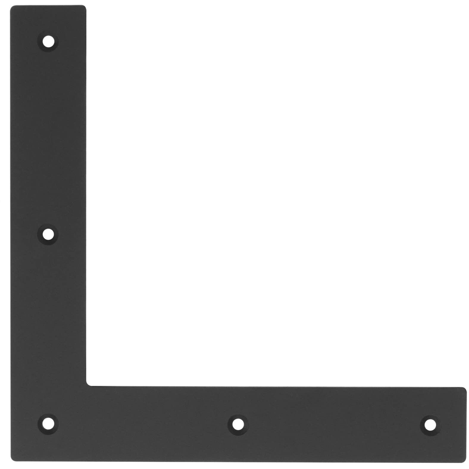 6 Pcs Black Flat L Bracket, 9 Inch Heavy Duty Steel Mending Plate Flat Corner Braces Repair Joint Right Angle Plate For Wood House Furniture Timber Thickness 3 Mm, Size 9 X 9 X 1 Inches