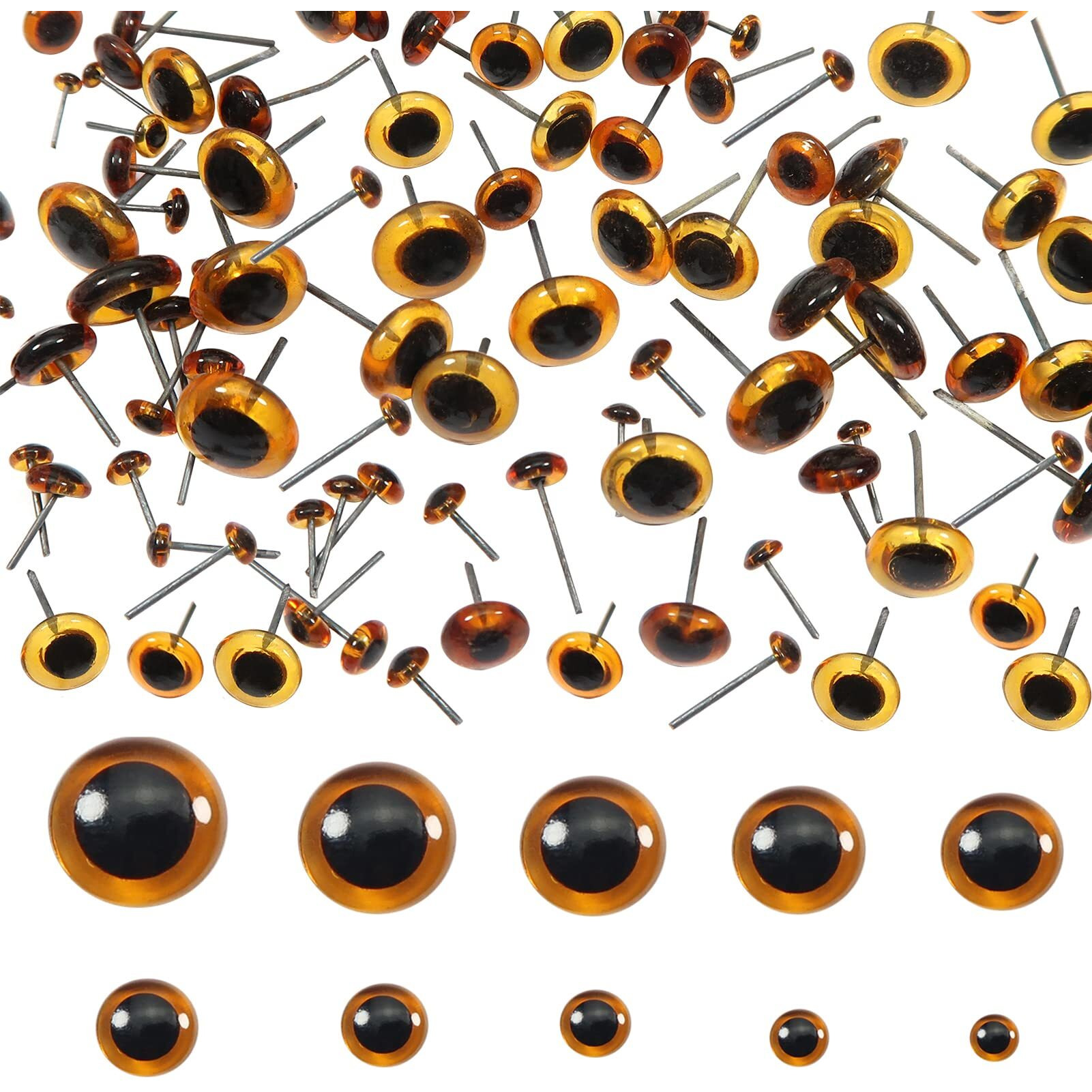 Toaob 100Pcs Deep Brown Glass Eyes Kits 3Mm To 12Mm Assorted Sizes For Crafts Needle Felting Bears Dolls Decoys Sewing