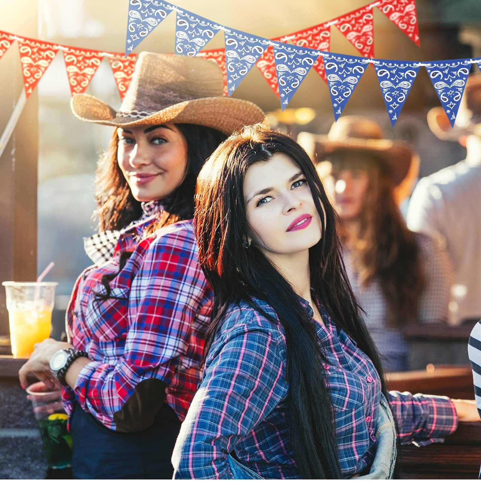 5 Pcs Western Cowboy Party Decorations Bandana Pennant Banner Wild West Banner Cowboy Banner Hanging Western Yee Haw Banner Western Decorations For Cowboy Birthday Party Supplies (Classic Style)
