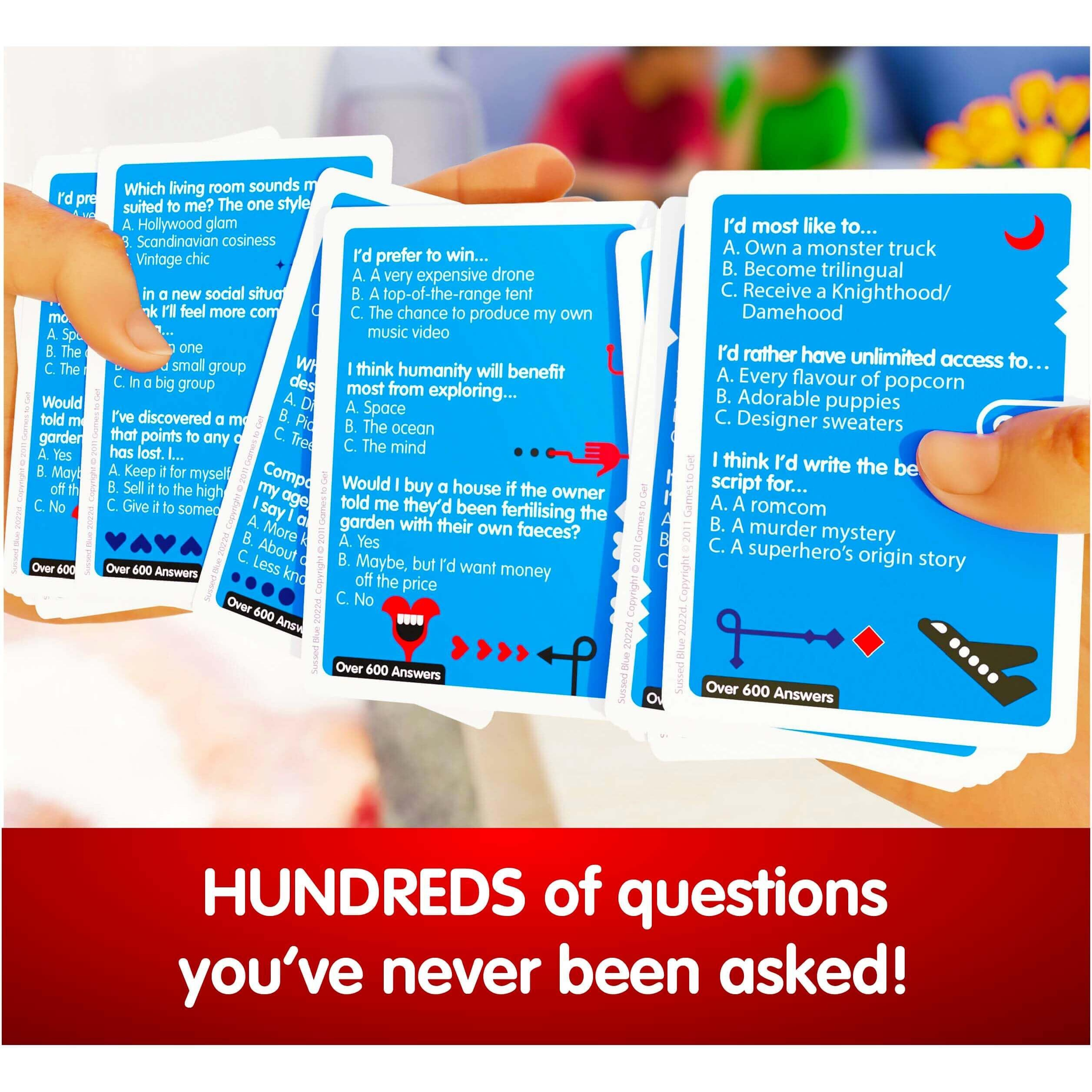 Sussed The Wacky 'What Would I Do' Social Card Game - Fun Conversation Cards For Kids - 250 Questions With Dragons, Space & Magic - Amazing Purple Travel Deck