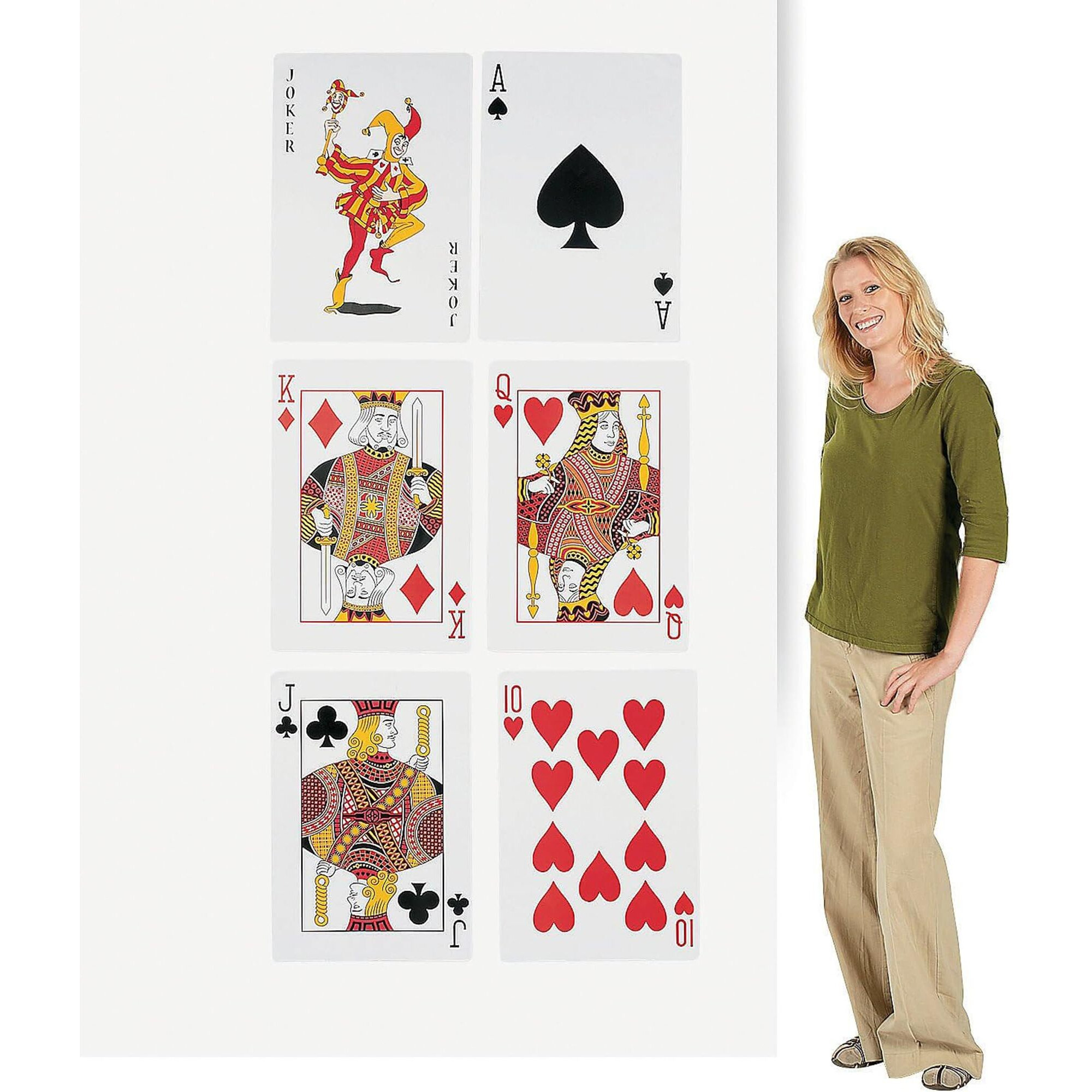 Playing Card Cutouts - Set Of 6, Two Feet Tall - Casino Night And Party Decor