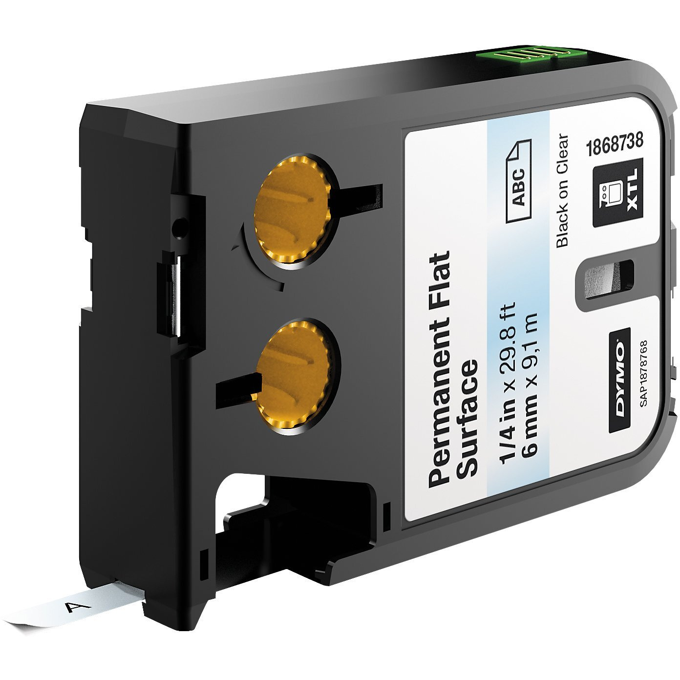 Dymo 1868738 Permanent Flat Surface, 6Mm, Black On Clear