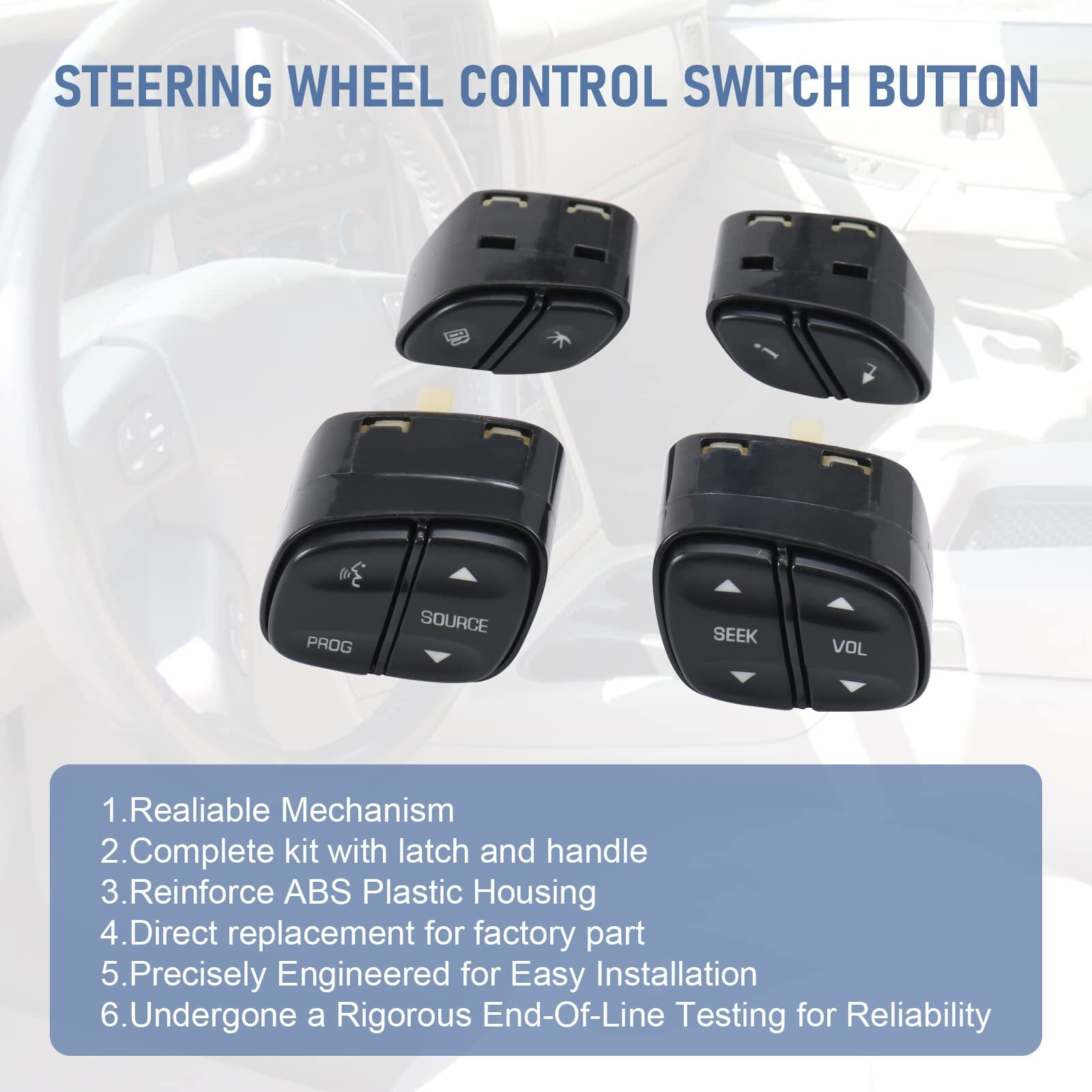 Dicmic Steering Wheel Control Switch Button For 2003-2007 Chevy Silverado Avalanche Suburban Tahoe Gmc Sierra Yukon Cadillac Escalade Replace 21997738, 21997739, 1999442, 1999443