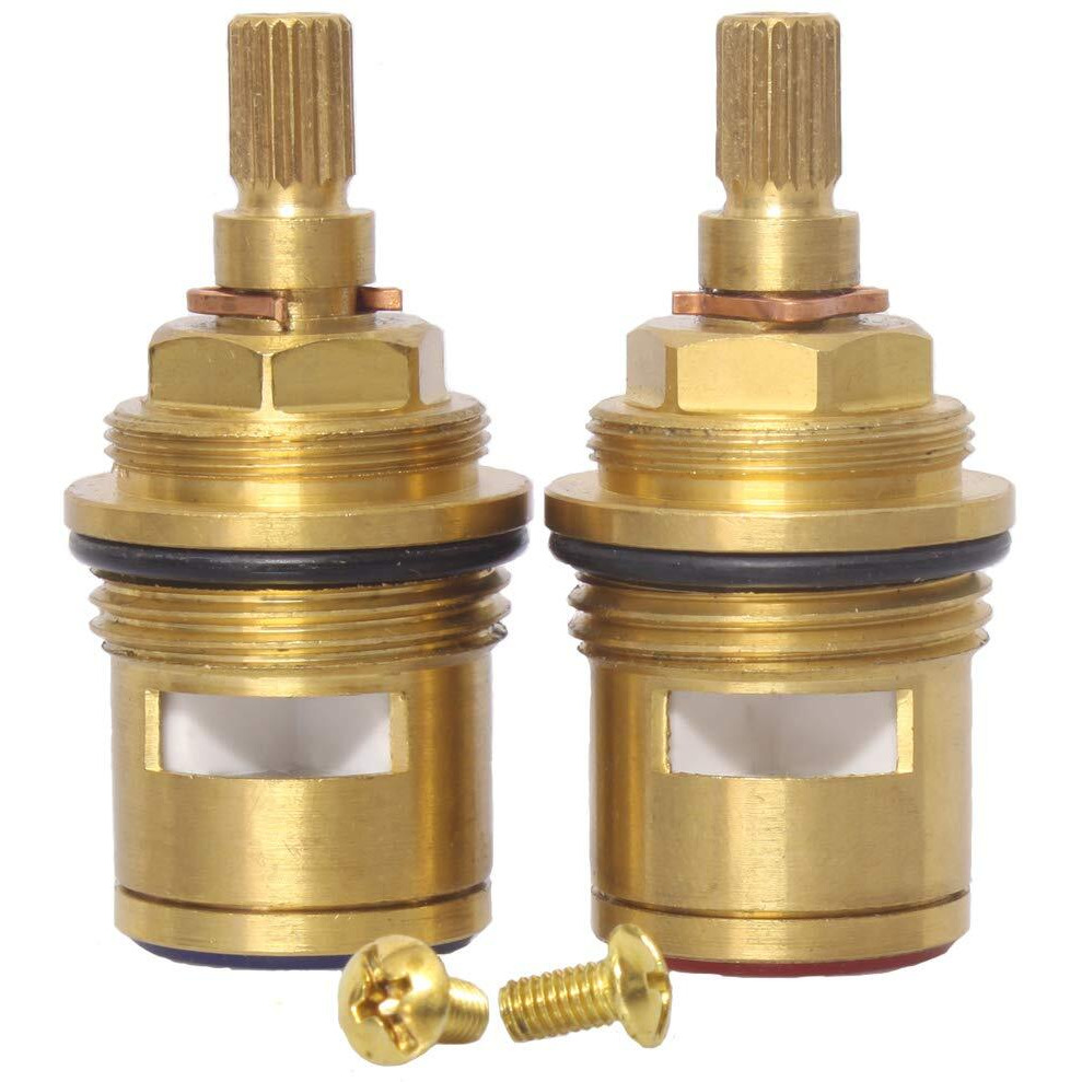 Gaosin Bathroom Basin 2Pcs Pair 3/4'' Ceramic Disc Cartridge Replacement Mixer Hot And Cold Tap Inner Faucet Valve Quarter Turn 57Mm 12 Mm Spline Length 20 Teeth