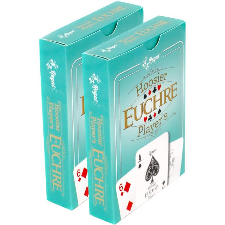 Regal Games - Euchre Card Game Set - Pre-Stripped To 44 Cards For Classic Euchre - Fun, Family-Friendly Group Card Game - Ideal For 2-4 Players Ages 8+ - Includes Score Pad - 2 Pack