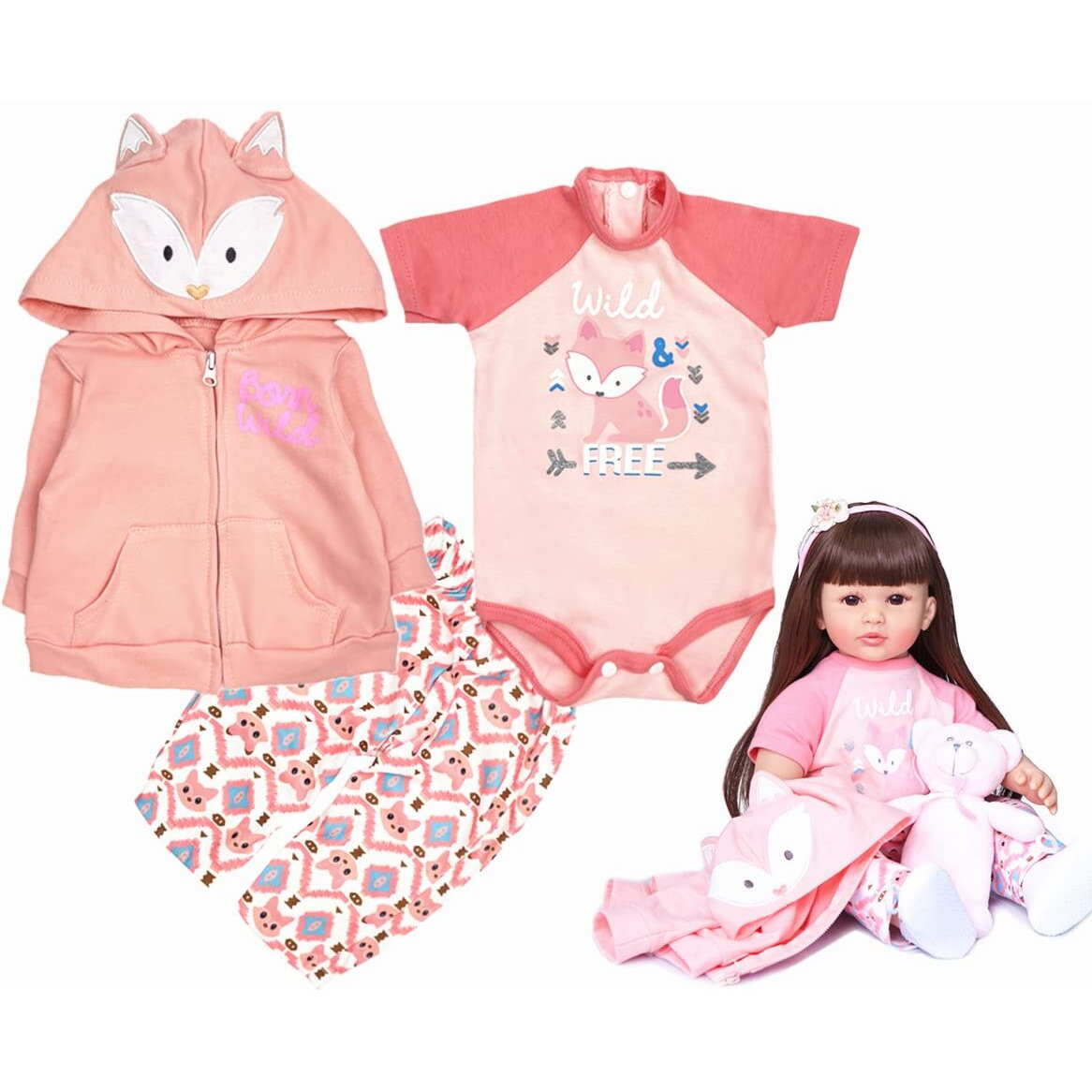 24" Babyfere Newborn Reborn Baby Doll Girl Clothes Accessories For 22-24 Inch Reborn Toddler Girl Dolls Clothing