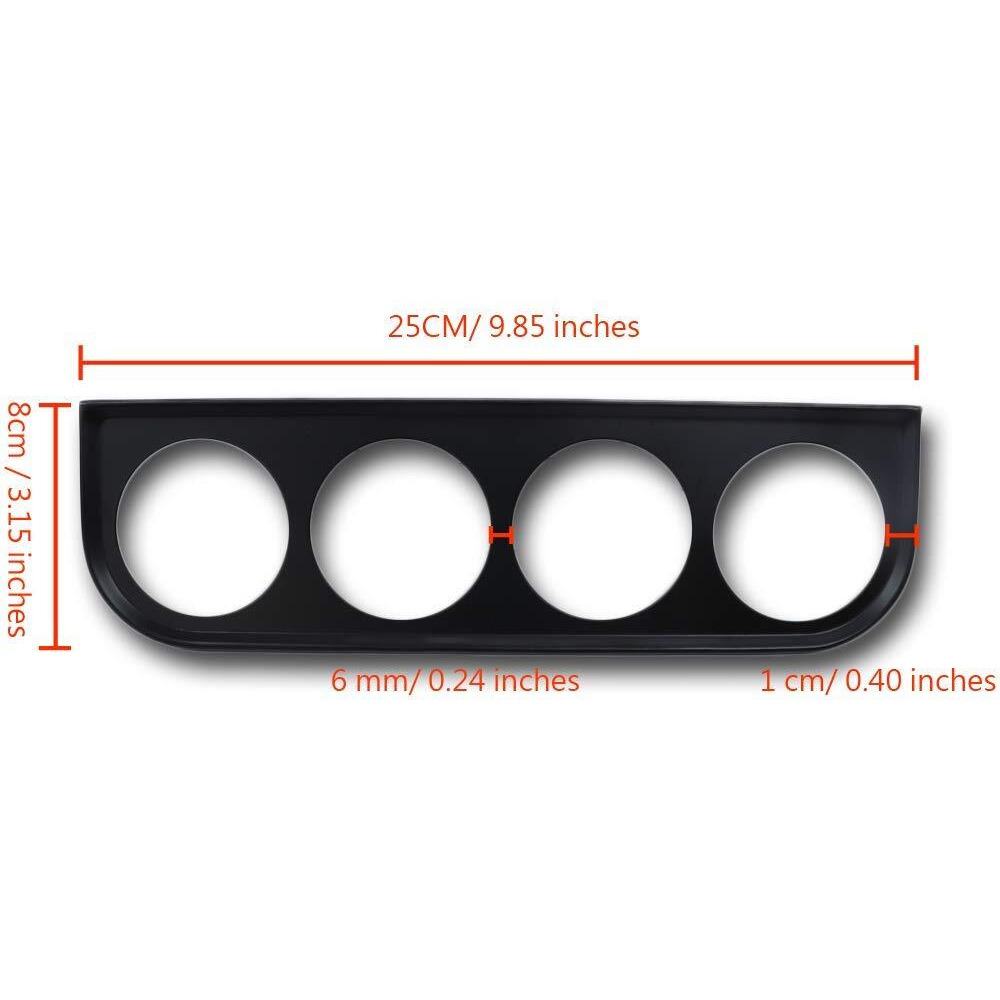 Motor Meter Racing Universal 2-1/16&quot 52Mm Quad Gauge Mounting Panel Four Holes Black