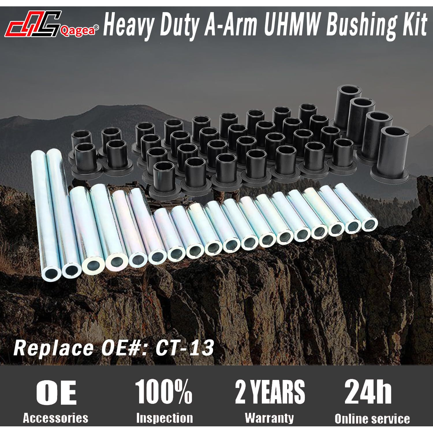 Qagea Heavy Duty A-Arm Uhmw Control Arms Bushing Kit Replacement For Polaris Sportsman 550/850/1000, Replace Ct-13