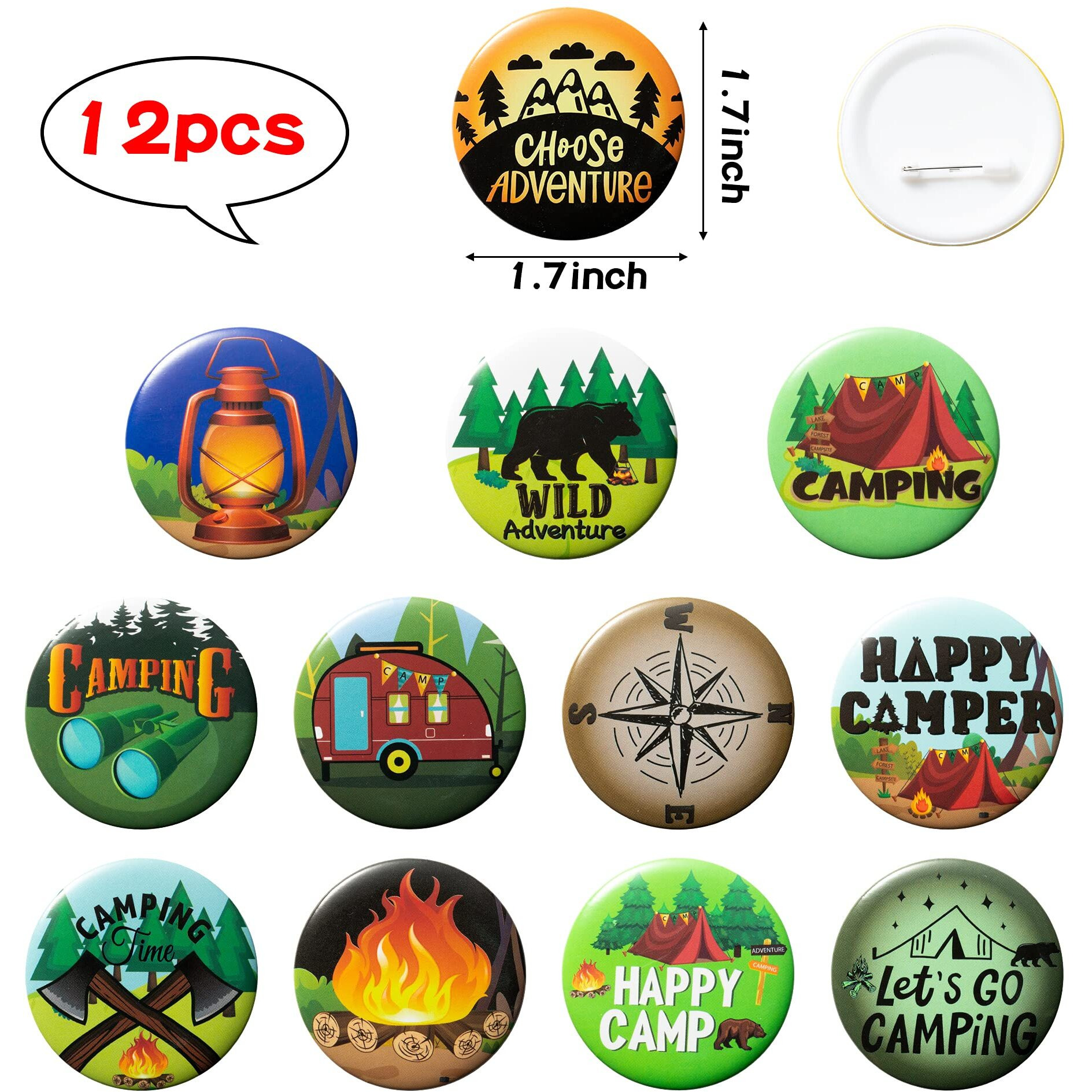 Angolio 84Pcs Spring Camping Party Favors Kit Happy Camper Party Gifts Silicone Bracelets Stickers Keychains Badges For Kids Friends Summer School Camping Adventure Birthday Party
