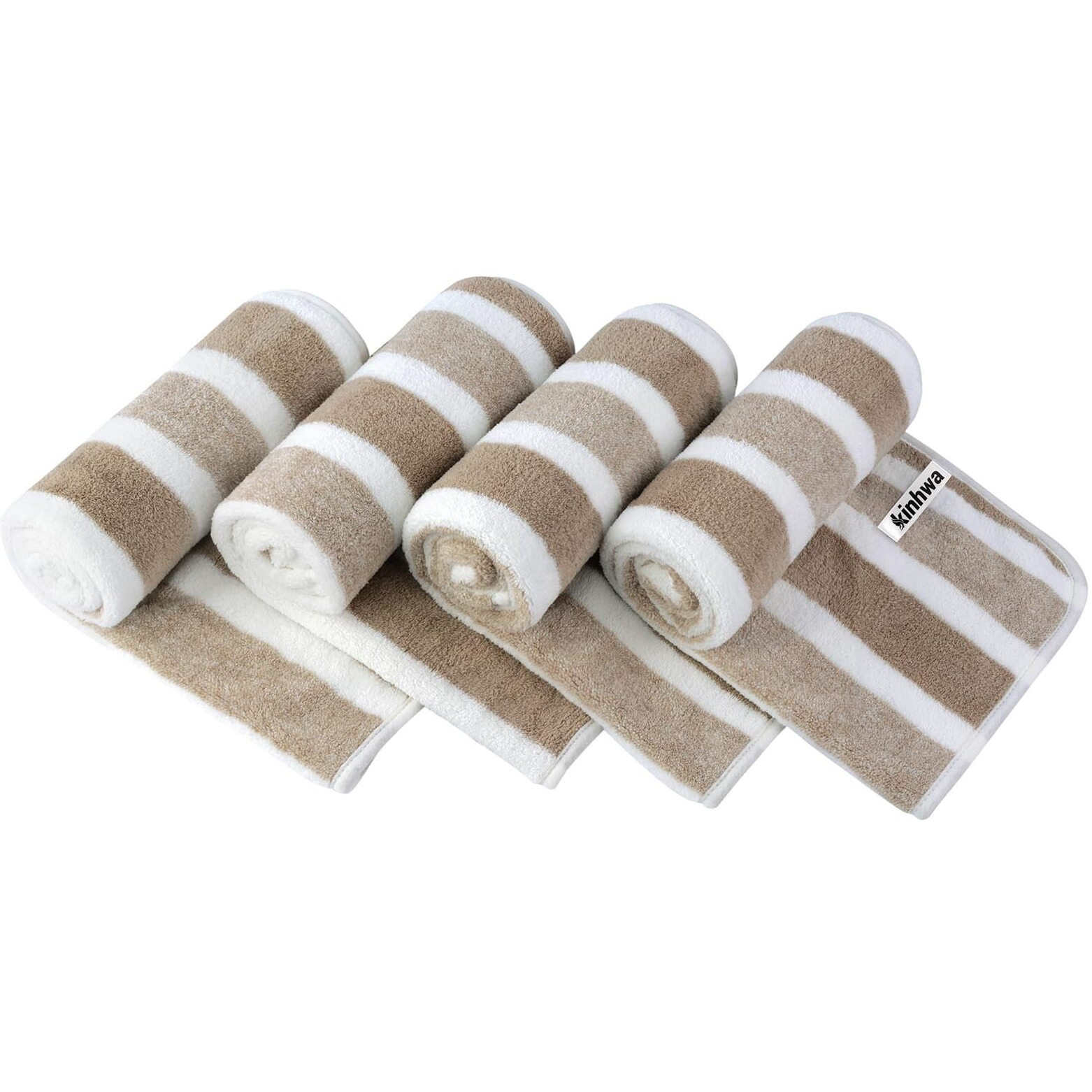 Kinhwa Microfiber Hand Towels For Bathroom Soft And Absorbent Face Towels Brown Bathroom Hand Towels For Spa Hair Bath 16Inchx30Inch 2 Pack