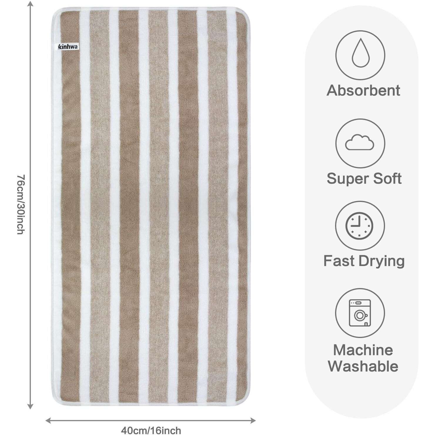 Kinhwa Microfiber Hand Towels For Bathroom Soft And Absorbent Face Towels Brown Bathroom Hand Towels For Spa Hair Bath 16Inchx30Inch 2 Pack