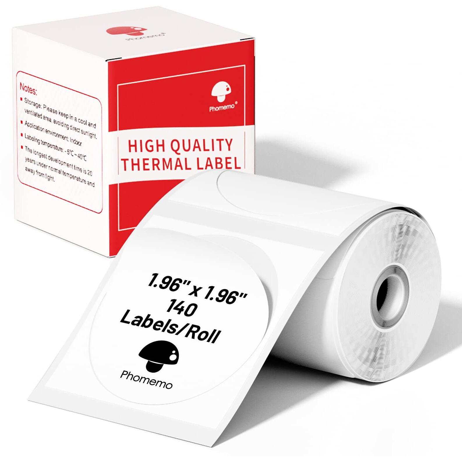 Phomemo Multi-Purpose Self-Adhesive Round Circle Label For Phomemo M110/M110S/M120/M200/M220 Label Maker, 1.96&quot X 1.96&quot(50X50 Mm)Thermal Label For Barcode Label, Diy Logo Design, Black On White